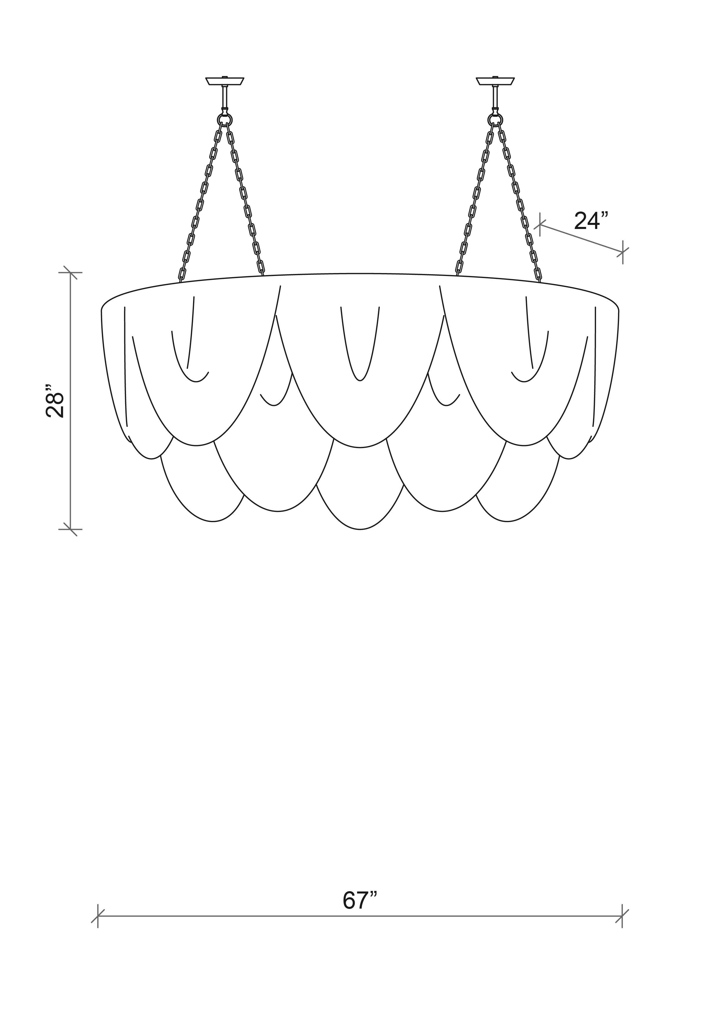 Large Oval Whisper Leather Chandelier in NeKeia Leather