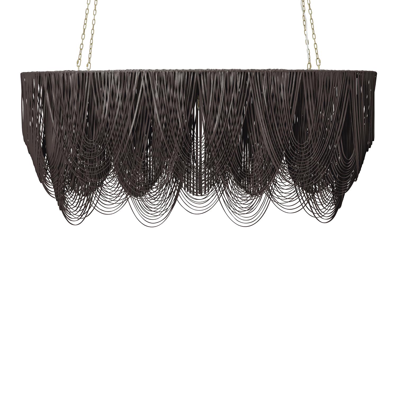 Large Oval Whisper Leather Chandelier in Premium Leather