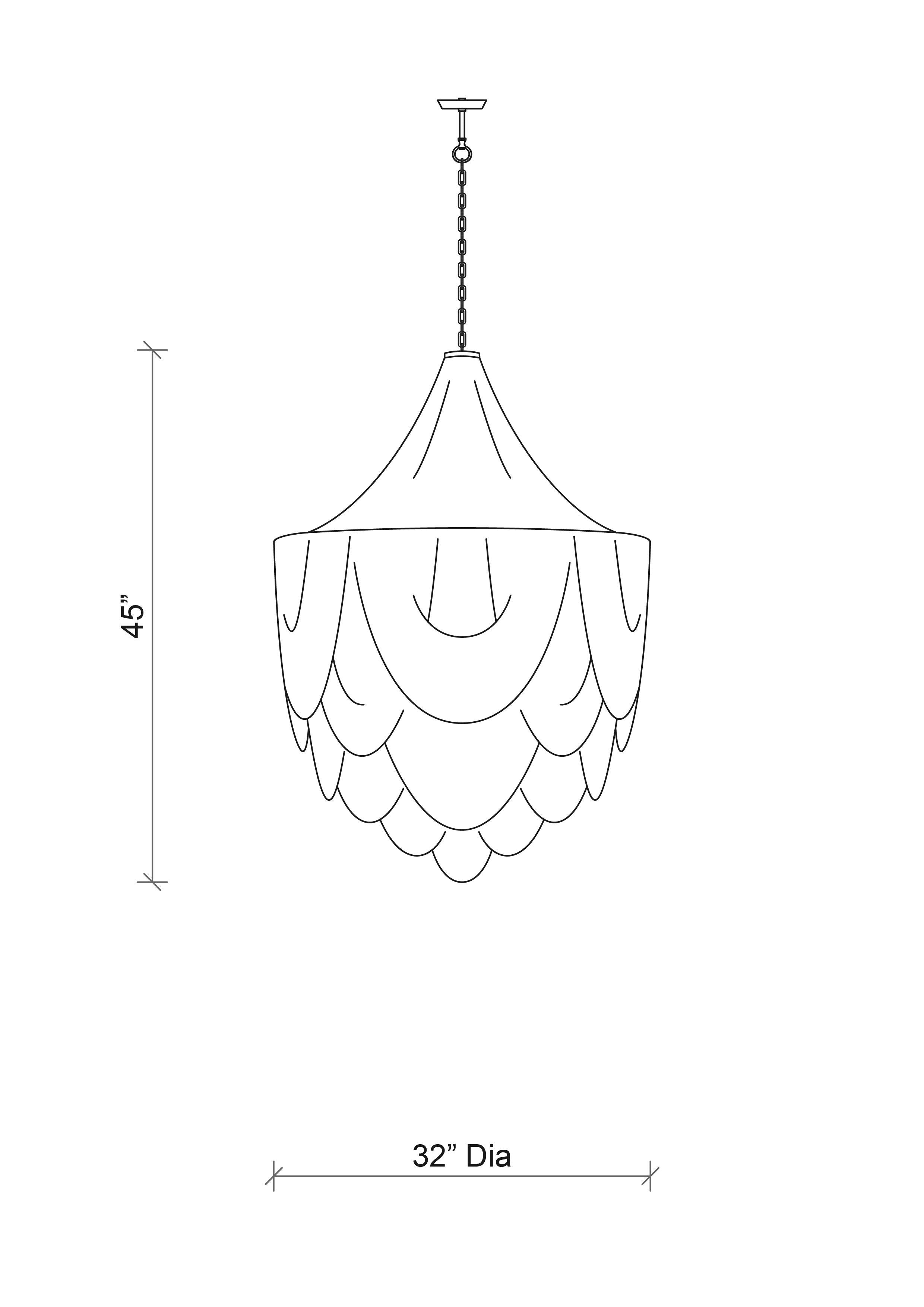 Large Round Whisper with Crown Leather Chandelier in Cream-Stone Leather