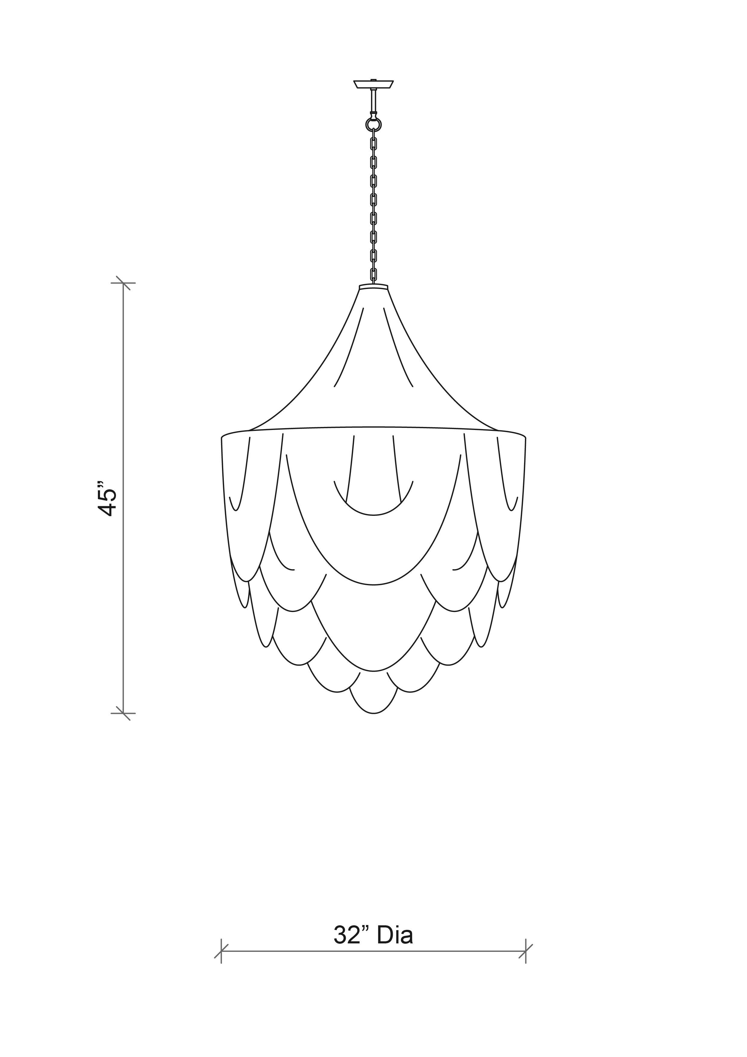 Large Round Whisper with Crown Leather Chandelier in NeKeia Leather