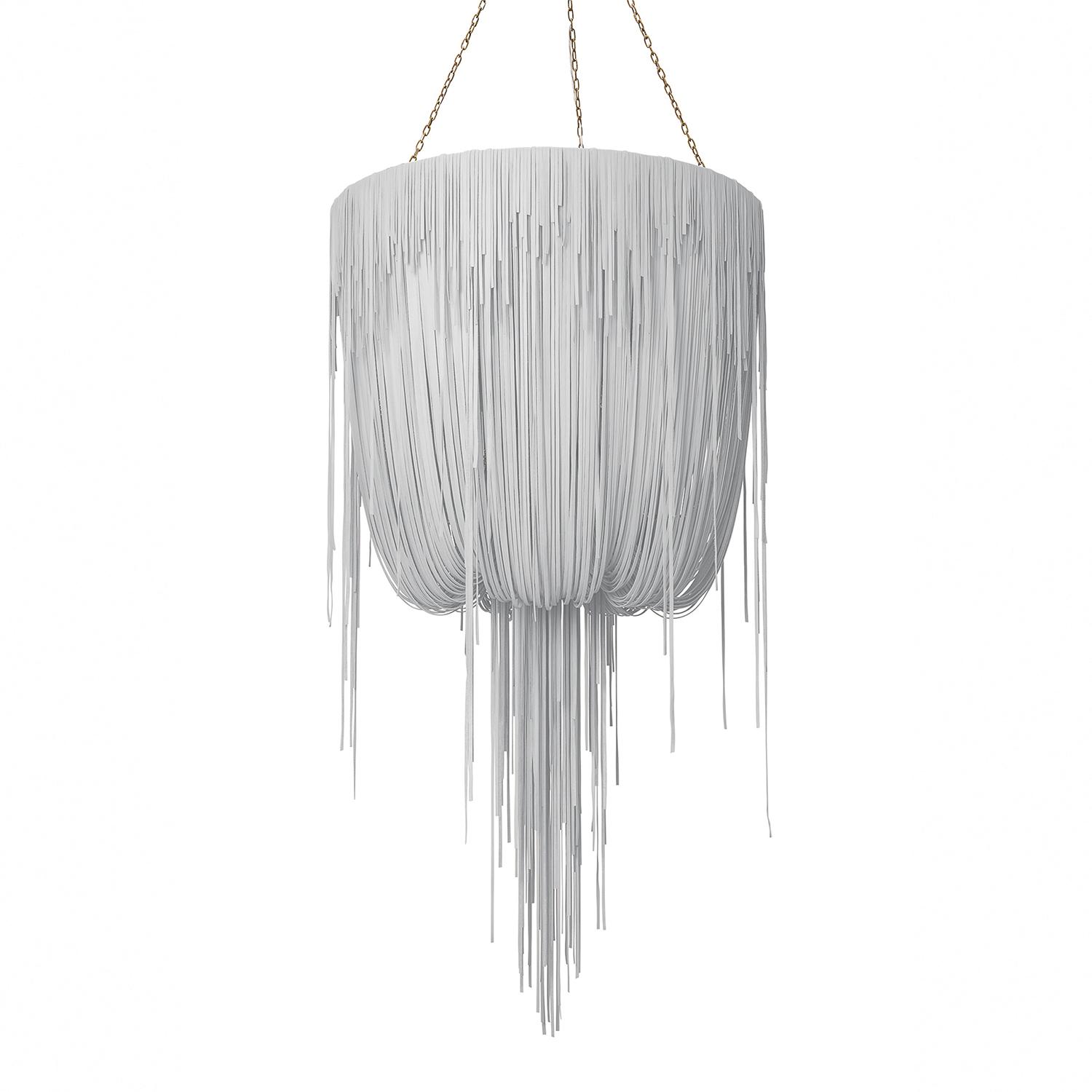 Medium Round Urchin Leather Chandelier in Metallic Leather