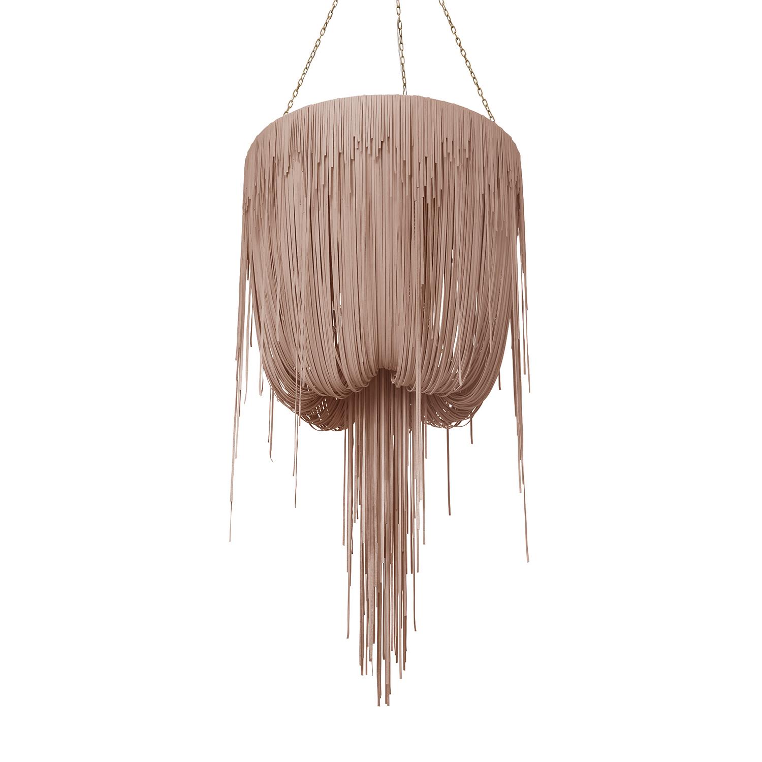 Medium Round Urchin Leather Chandelier in Metallic Leather