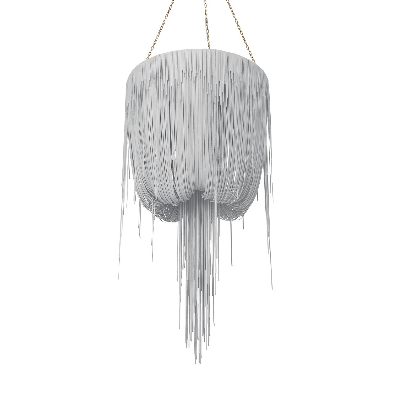 Medium Round Urchin Leather Chandelier in Metallic Leather