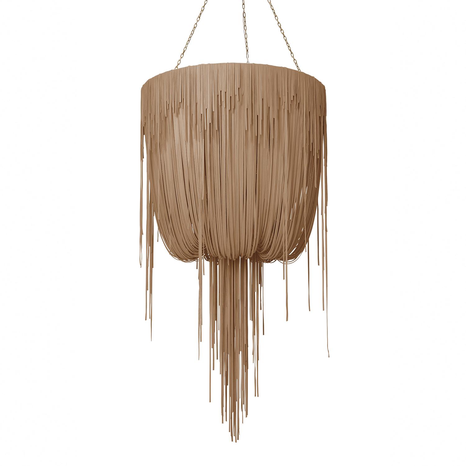 Medium Round Urchin Leather Chandelier in Metallic Leather