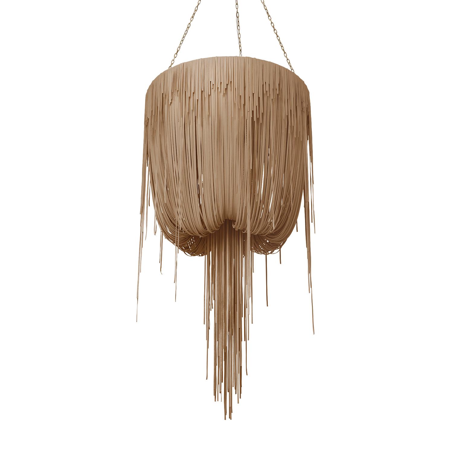 Medium Round Urchin Leather Chandelier in Metallic Leather