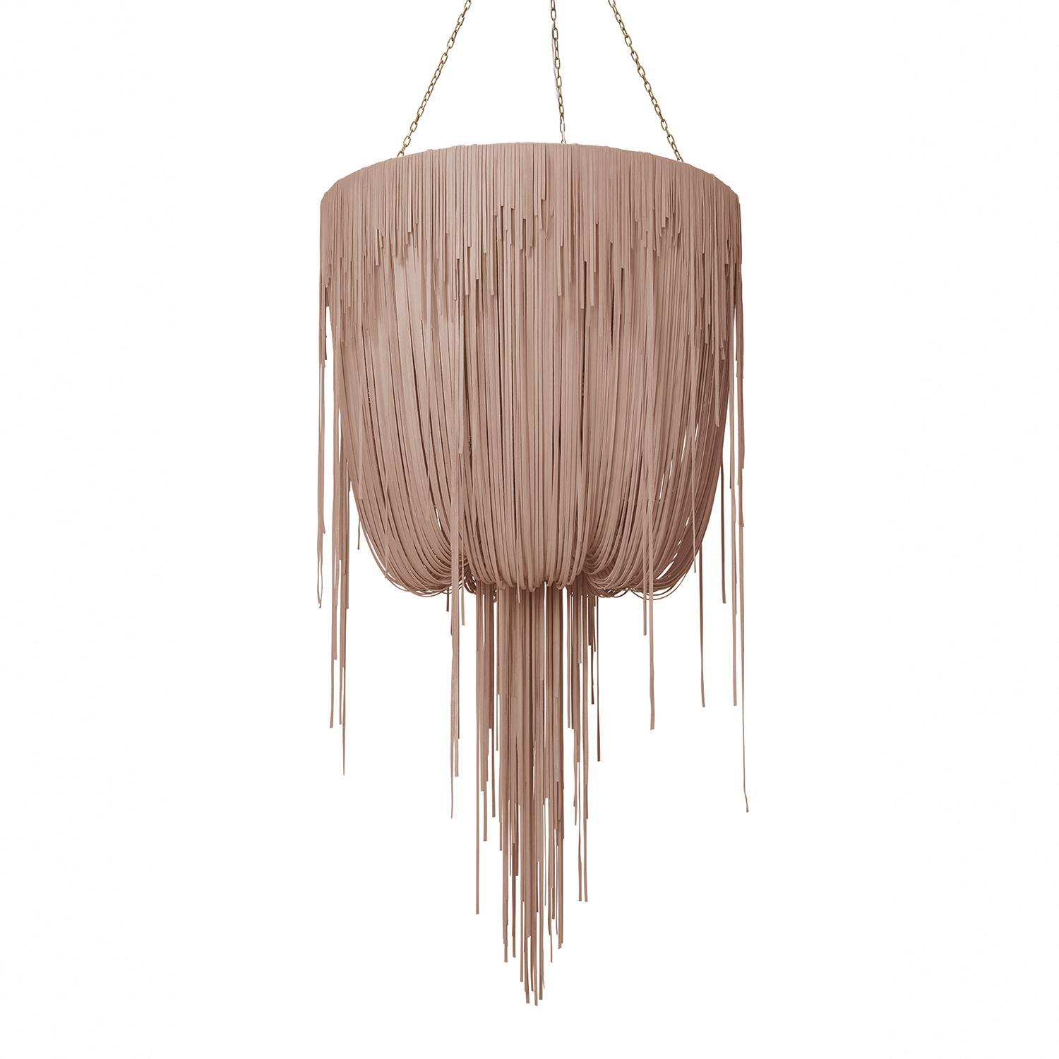 Medium Round Urchin Leather Chandelier in Metallic Leather