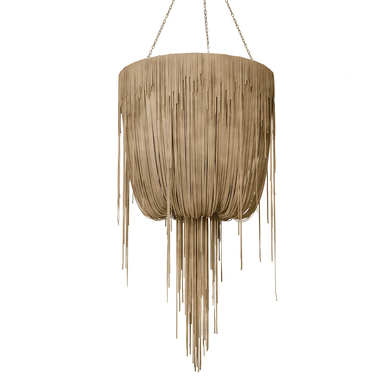 Medium Round Urchin Leather Chandelier in Premium Leather