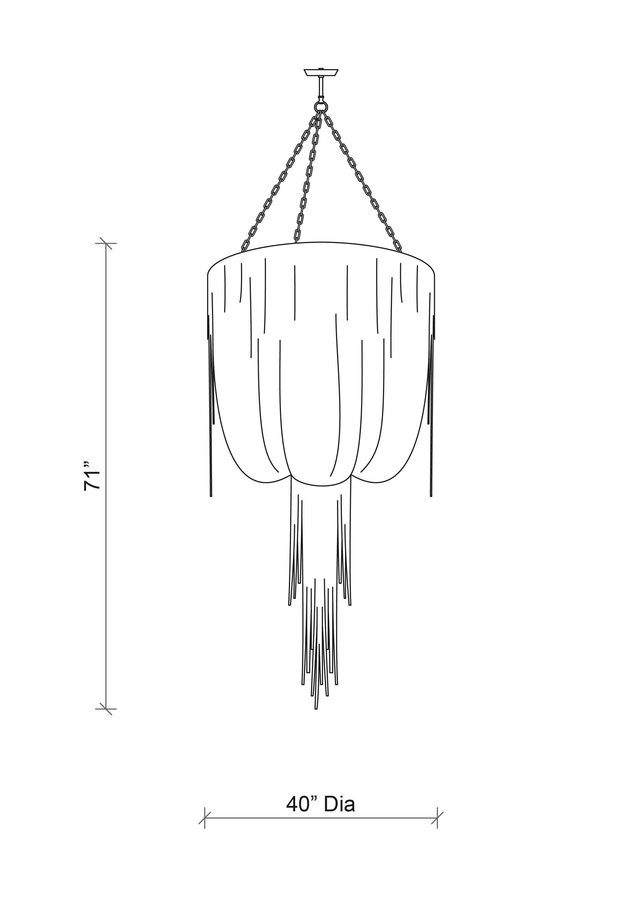 Medium Round Urchin Leather Chandelier in Premium Leather