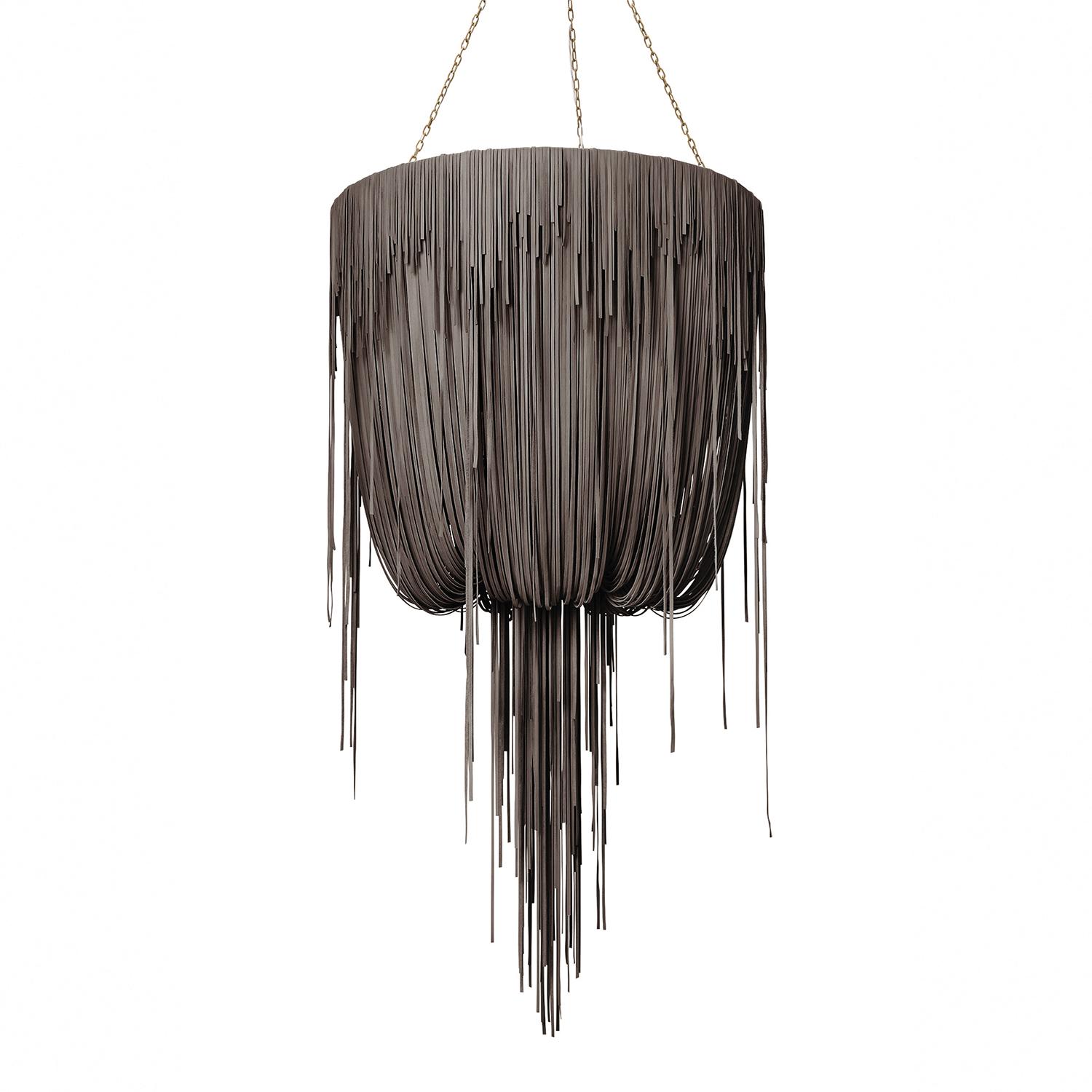 Medium Round Urchin Leather Chandelier in Premium Leather