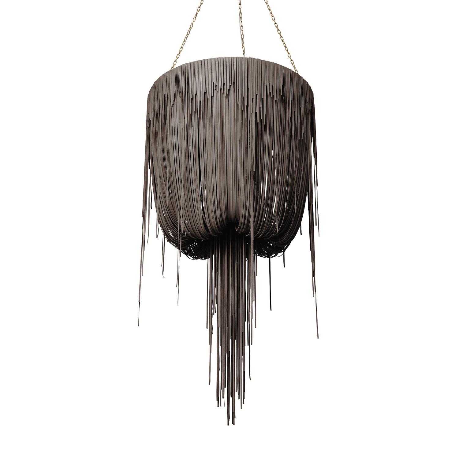 Medium Round Urchin Leather Chandelier in Premium Leather