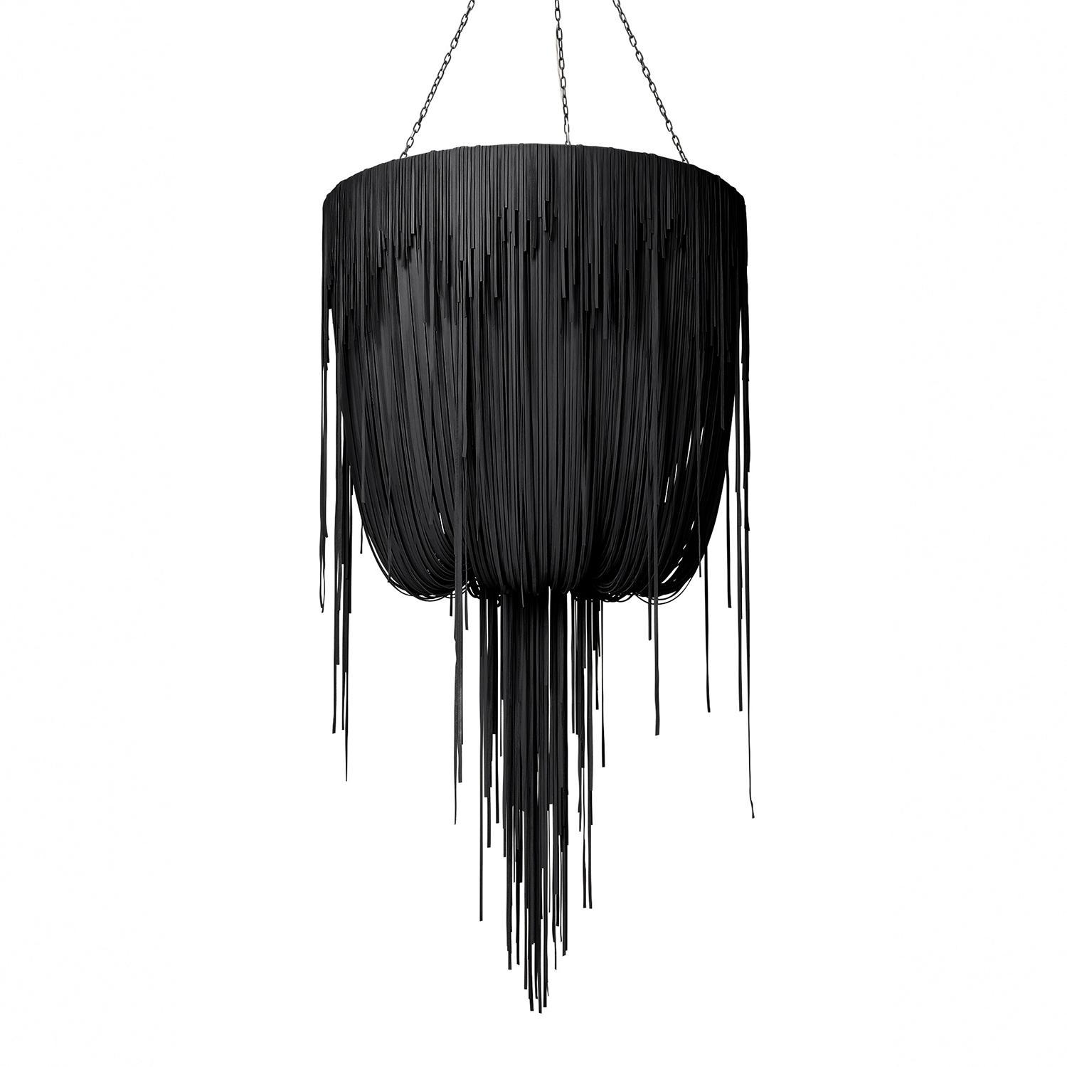 Medium Round Urchin Leather Chandelier in Premium Leather