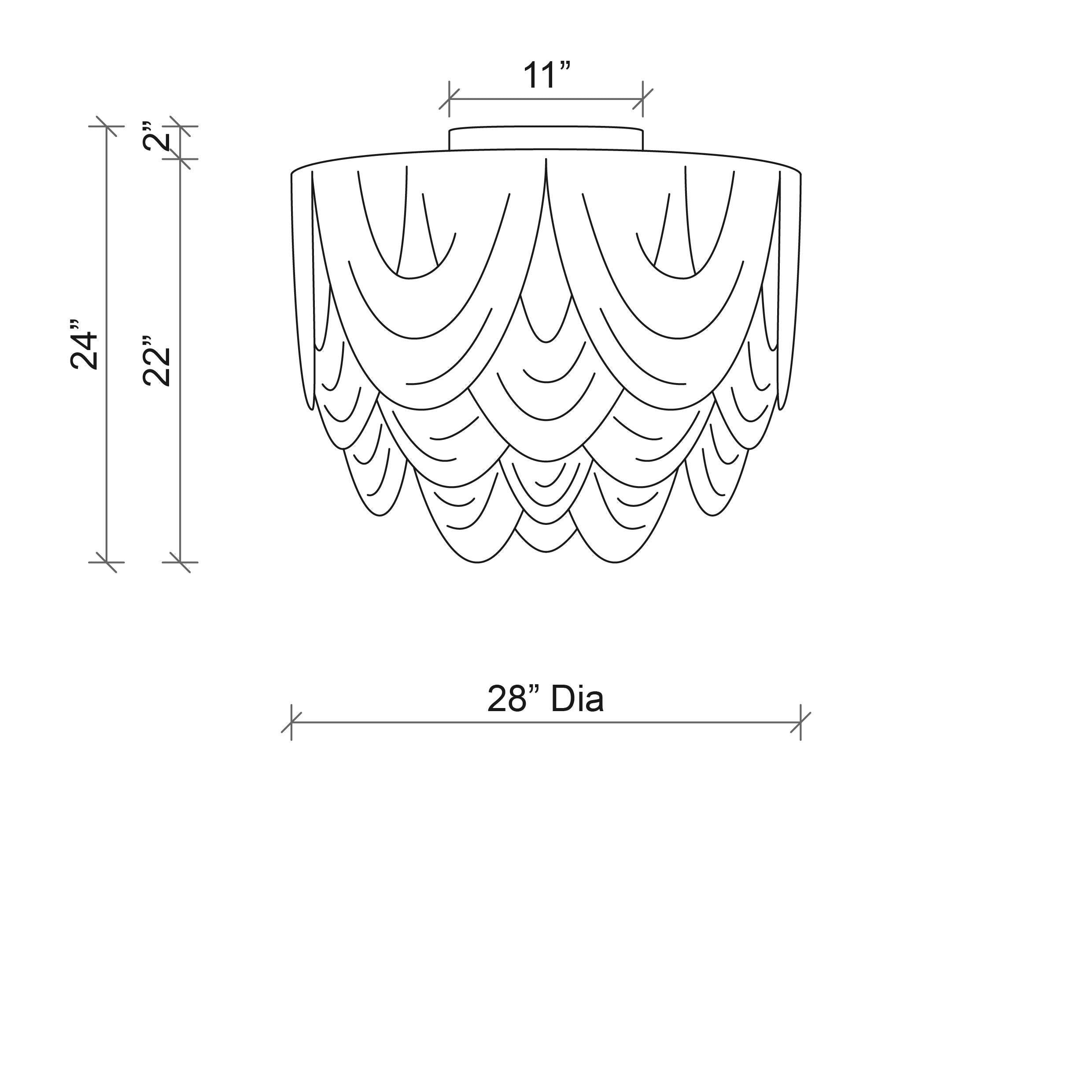Medium Round Whisper Flush Mount Leather Chandelier