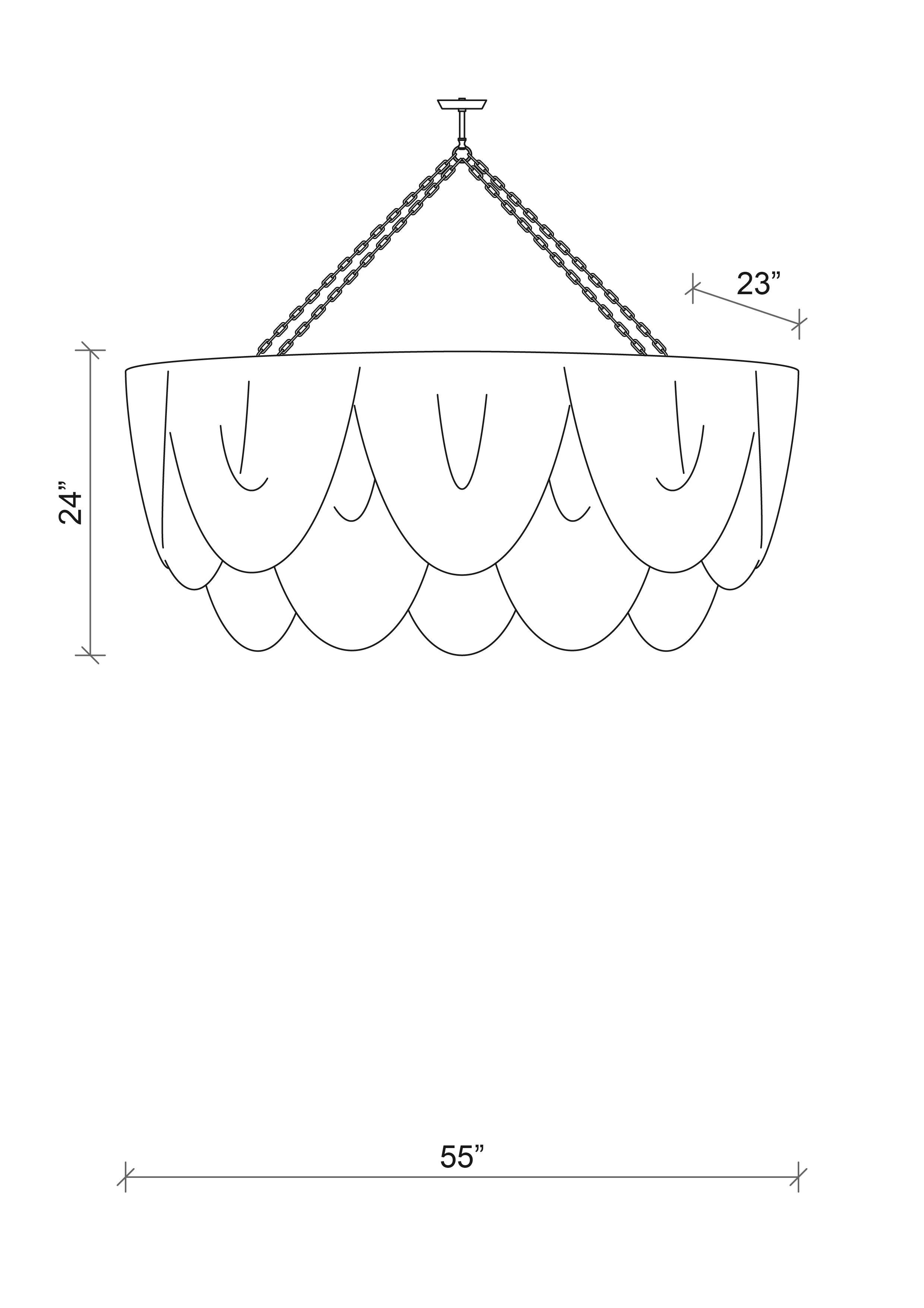 Medium Oval Whisper Leather Chandelier in Cream-Stone Leather