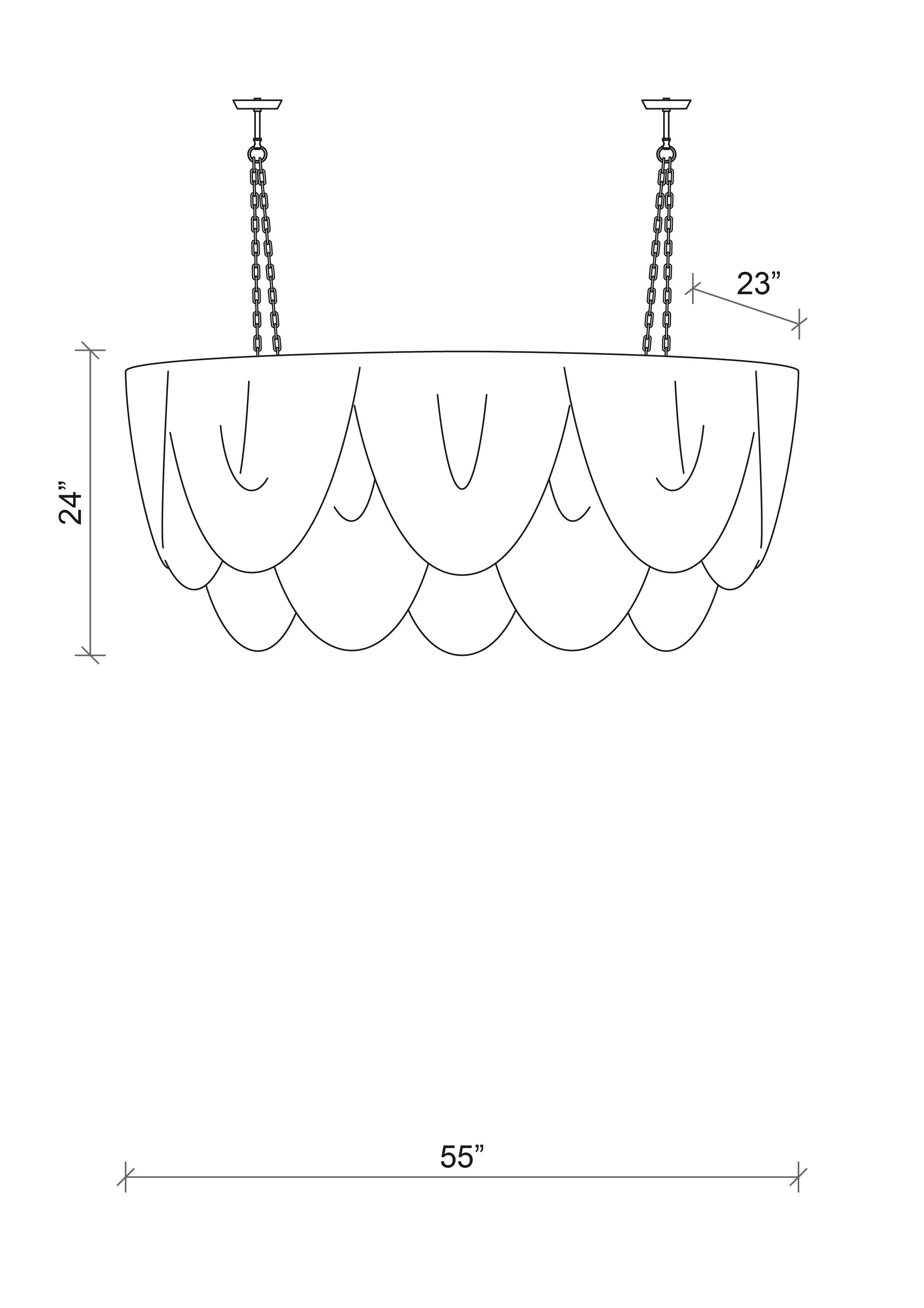 Medium Oval Whisper Leather Chandelier in Cream-Stone Leather