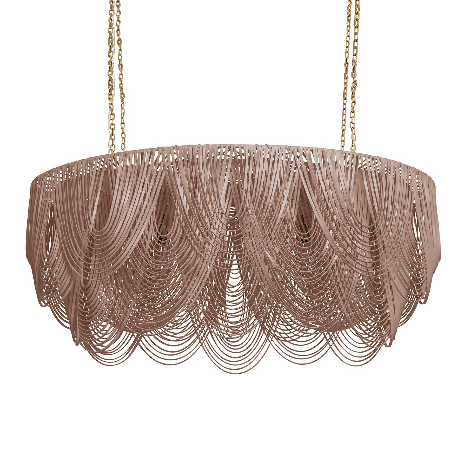 Medium Oval Whisper Leather Chandelier in Metallic Leather