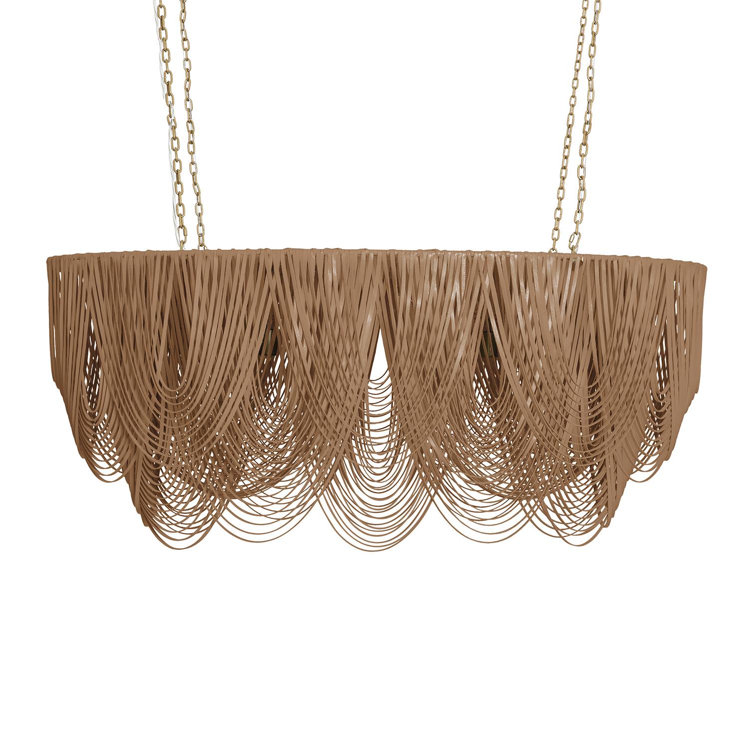 Medium Oval Whisper Leather Chandelier in Metallic Leather