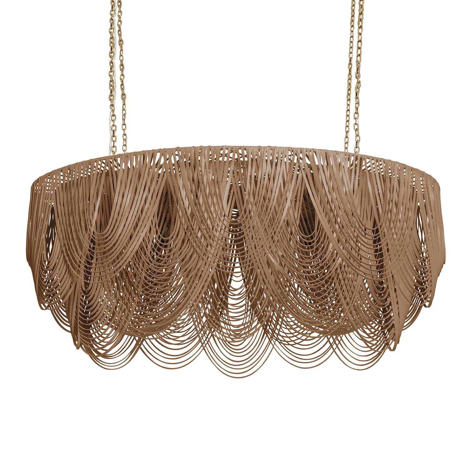 Medium Oval Whisper Leather Chandelier in Metallic Leather