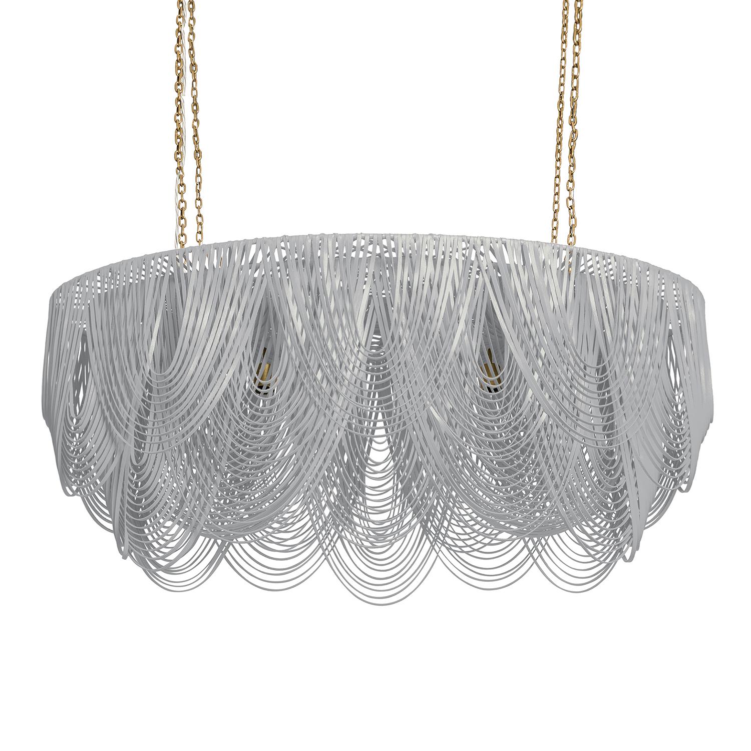 Medium Oval Whisper Leather Chandelier in Metallic Leather