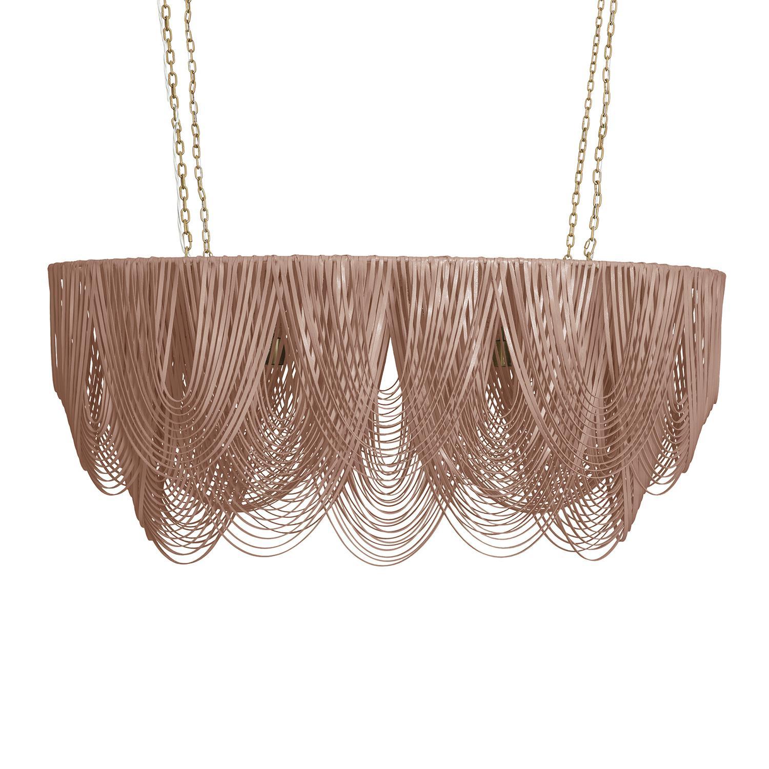 Medium Oval Whisper Leather Chandelier in Metallic Leather