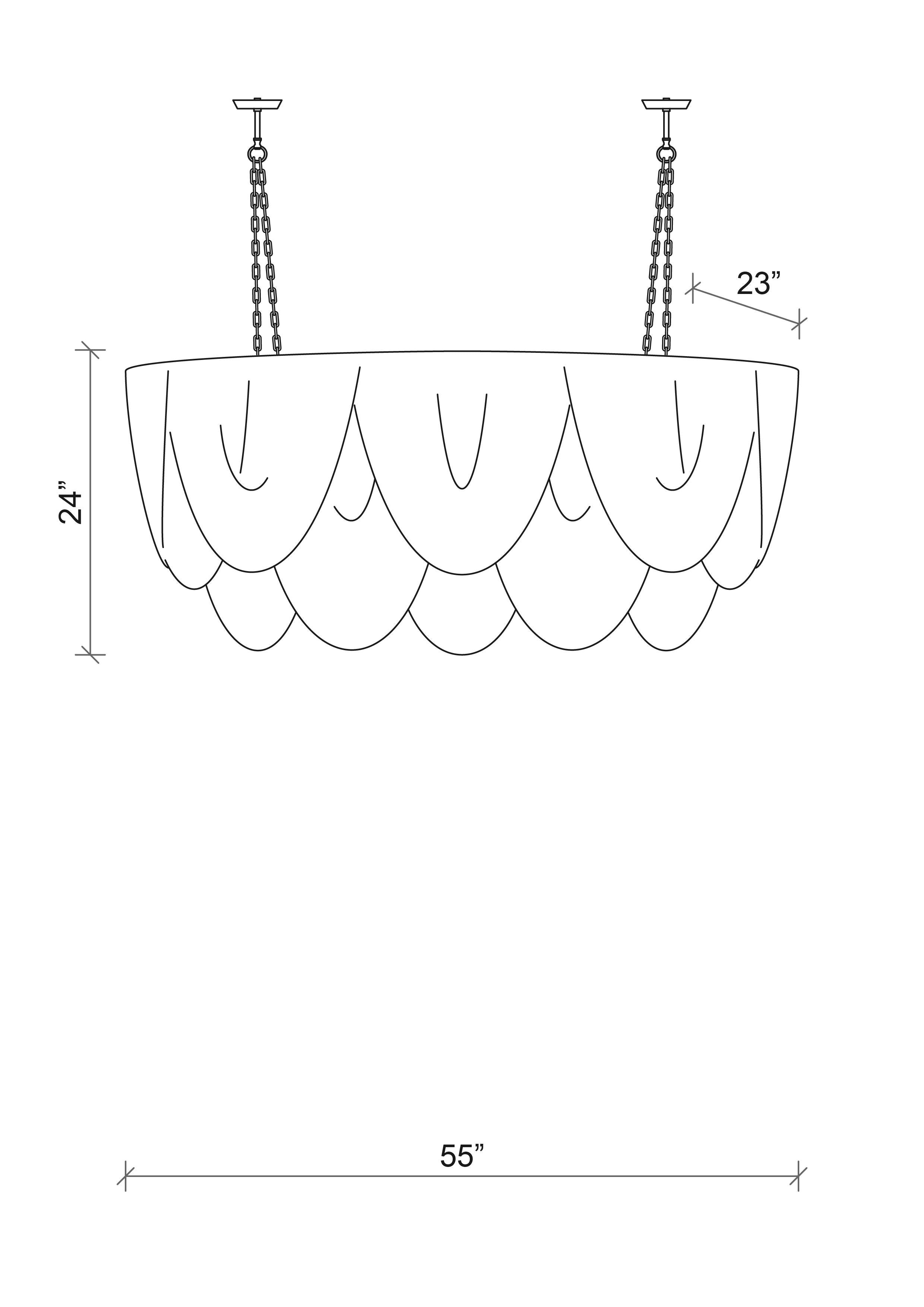 Medium Oval Whisper Leather Chandelier in Premium Leather