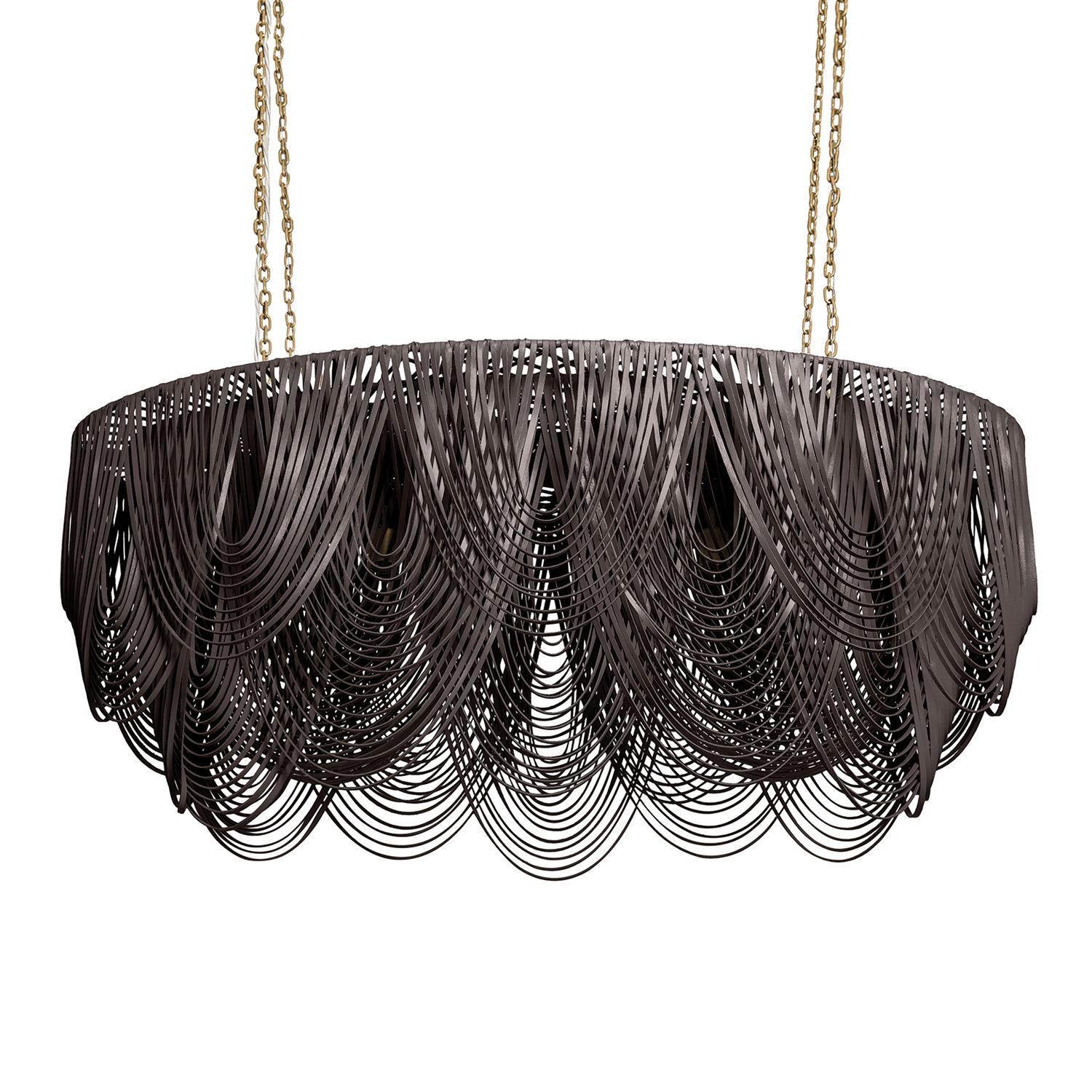 Medium Oval Whisper Leather Chandelier in Premium Leather