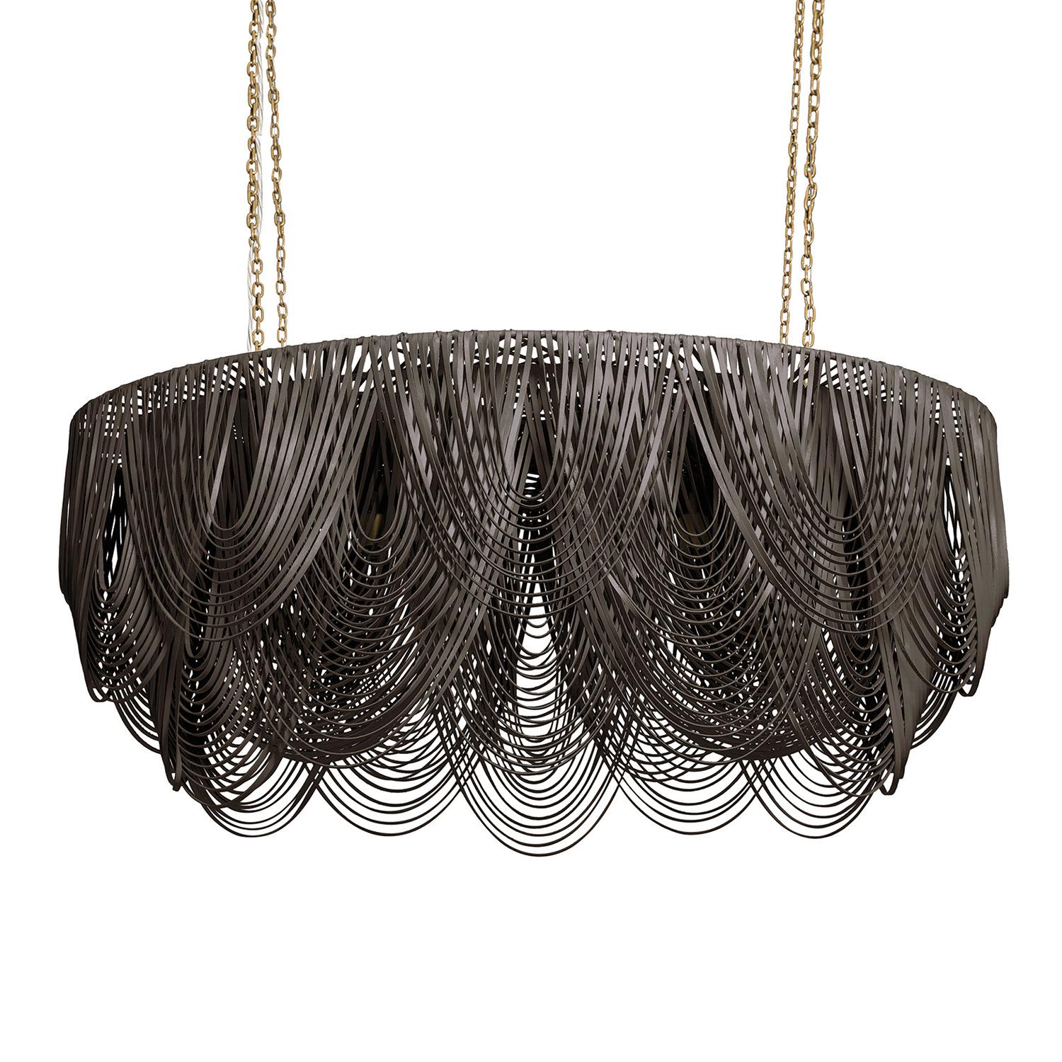 Medium Oval Whisper Leather Chandelier in Premium Leather