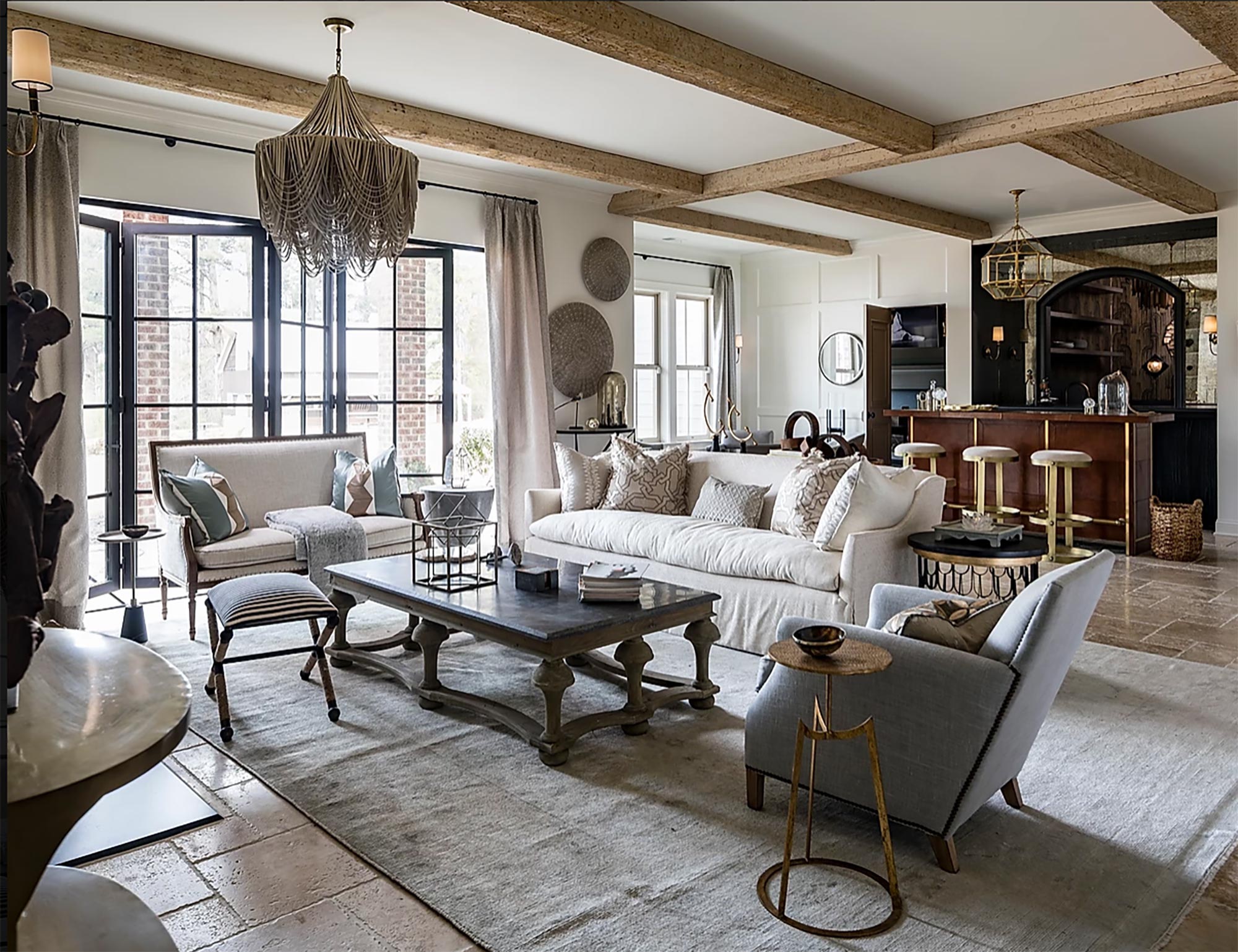 Whisper Chandelier w/ Crown - Medium-Short - Cream-Stone Leather