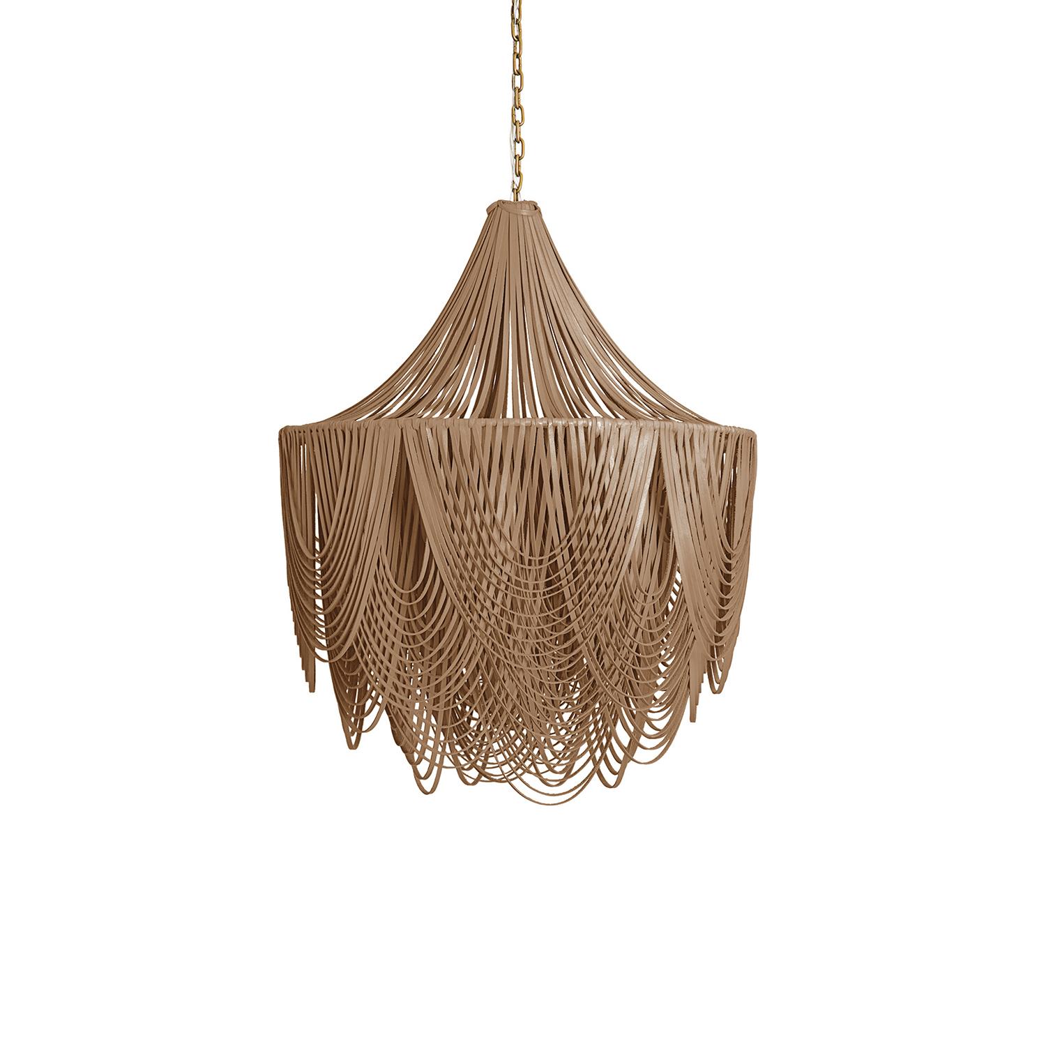 Medium Round Whisper with Crown Leather Chandelier in Metallic Leather