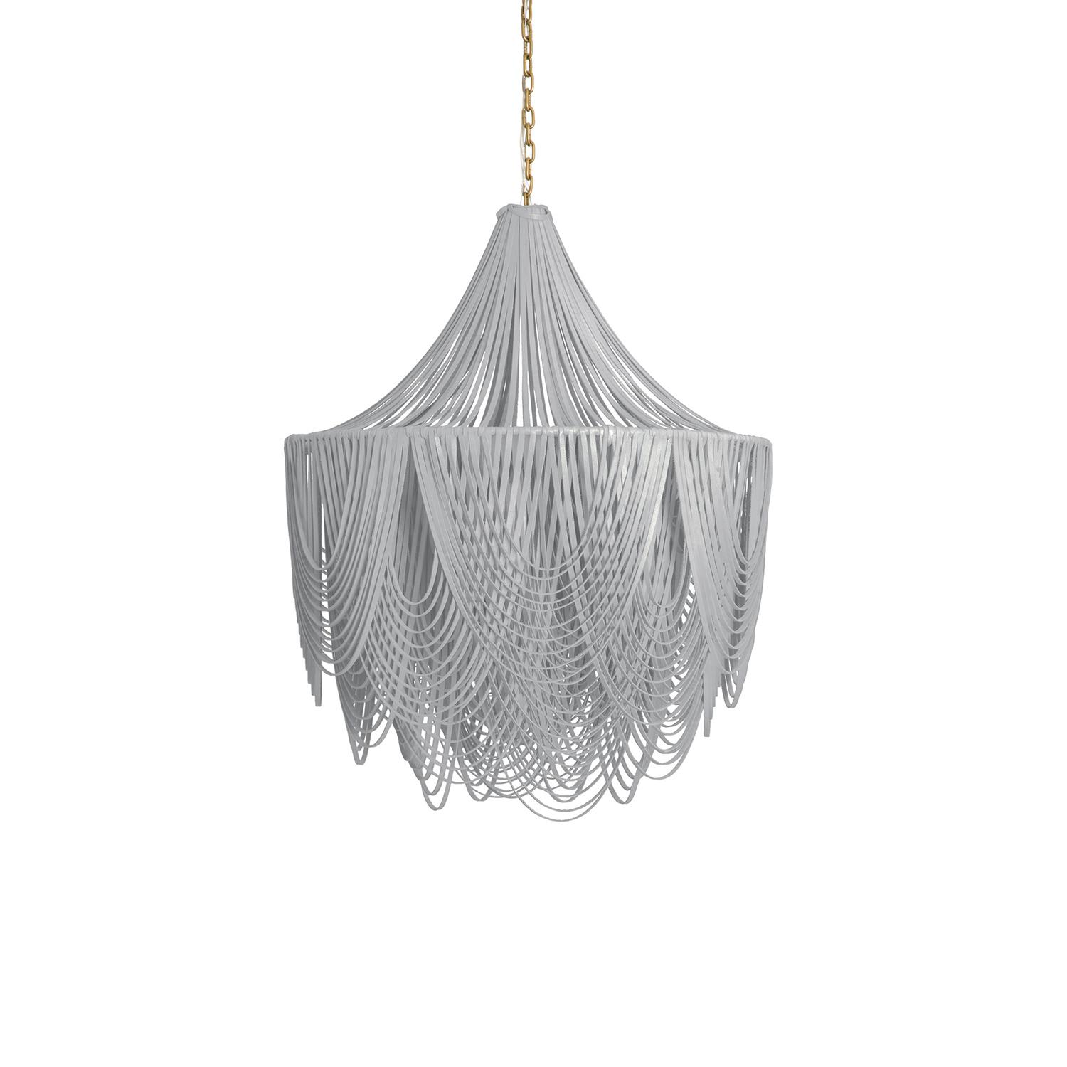 Medium Round Whisper with Crown Leather Chandelier in Metallic Leather