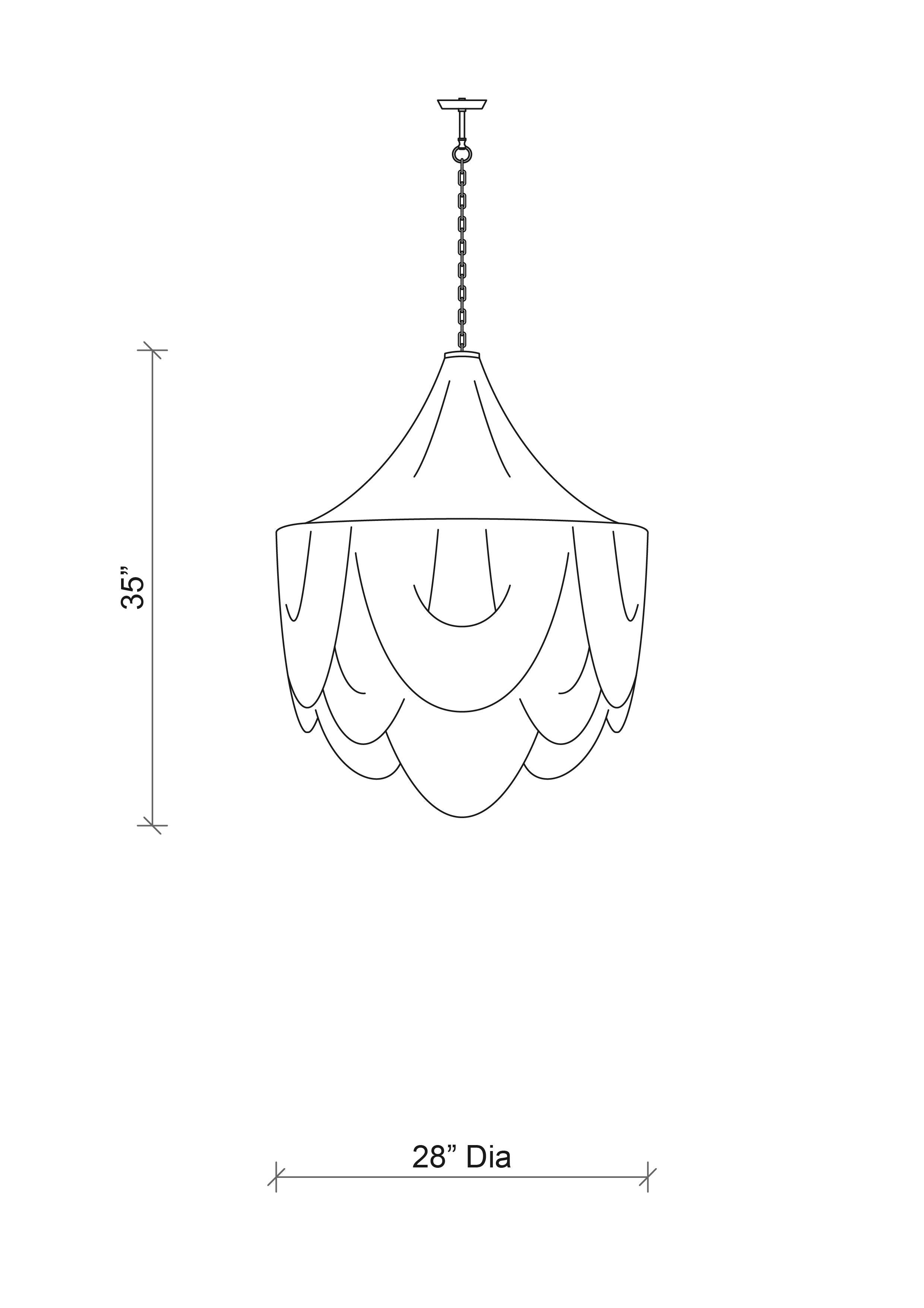 Medium Round Whisper with Crown Leather Chandelier in Metallic Leather