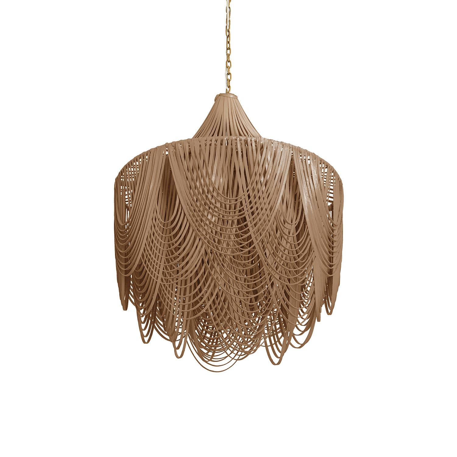 Medium Round Whisper with Crown Leather Chandelier in Metallic Leather