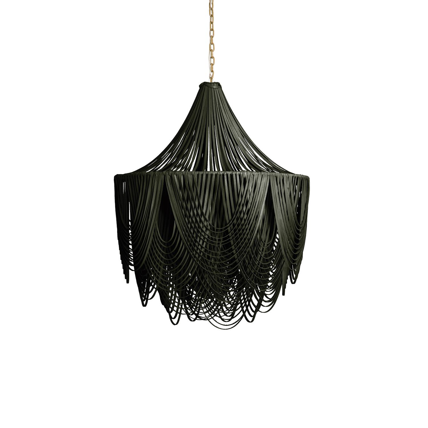 Medium Round Whisper with Crown Leather Chandelier in NeKeia Leather