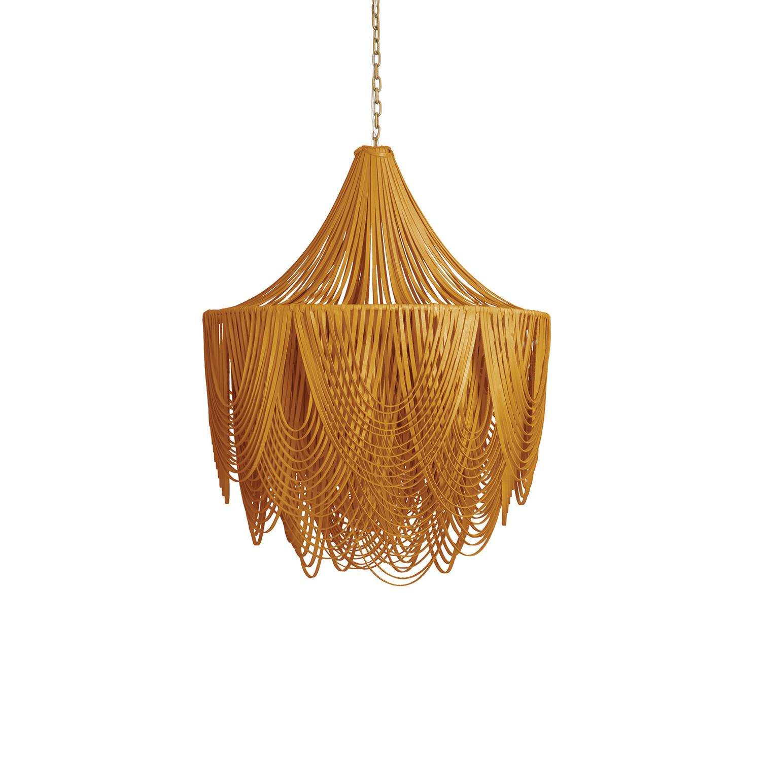 Medium Round Whisper with Crown Leather Chandelier in NeKeia Leather