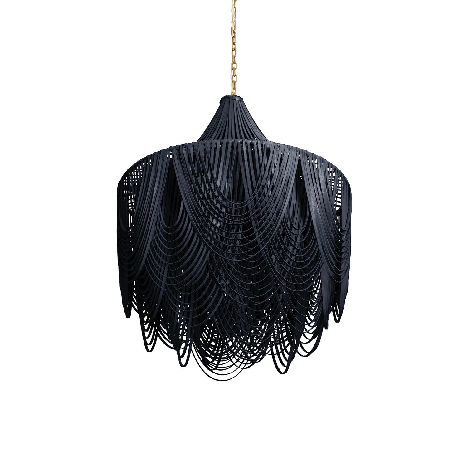 Medium Round Whisper with Crown Leather Chandelier in NeKeia Leather