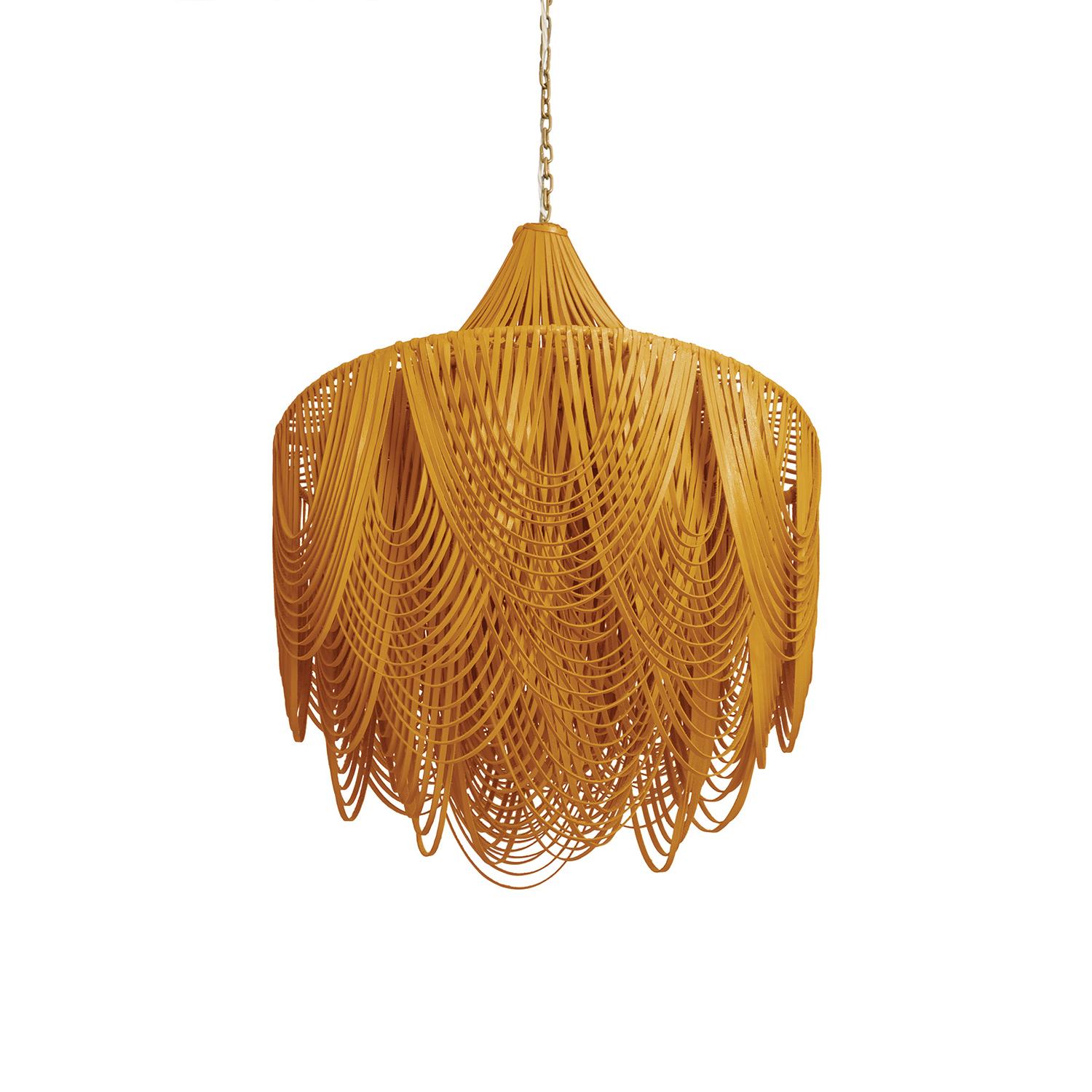 Medium Round Whisper with Crown Leather Chandelier in NeKeia Leather