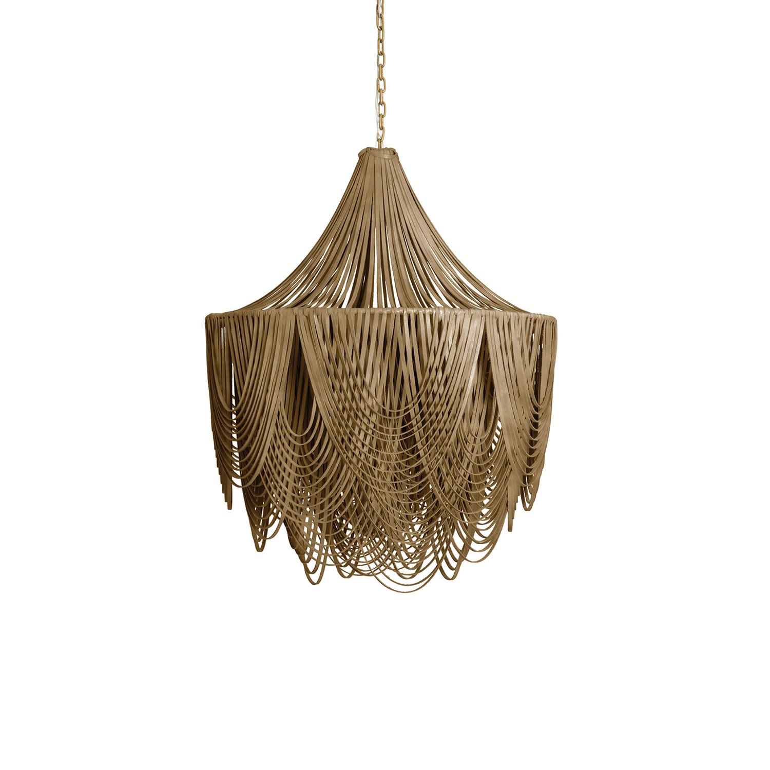 Medium Round Whisper with Crown Leather Chandelier in Premium Leather