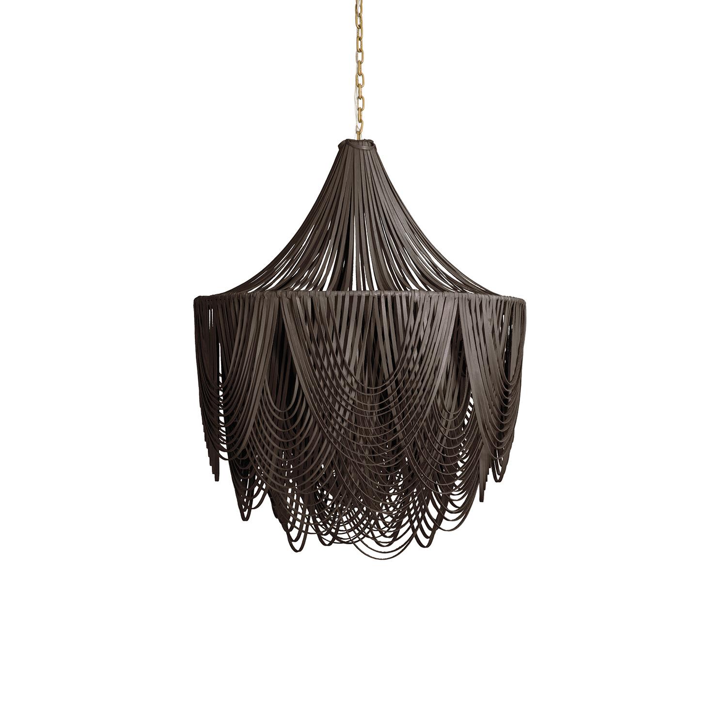 Medium Round Whisper with Crown Leather Chandelier in Premium Leather