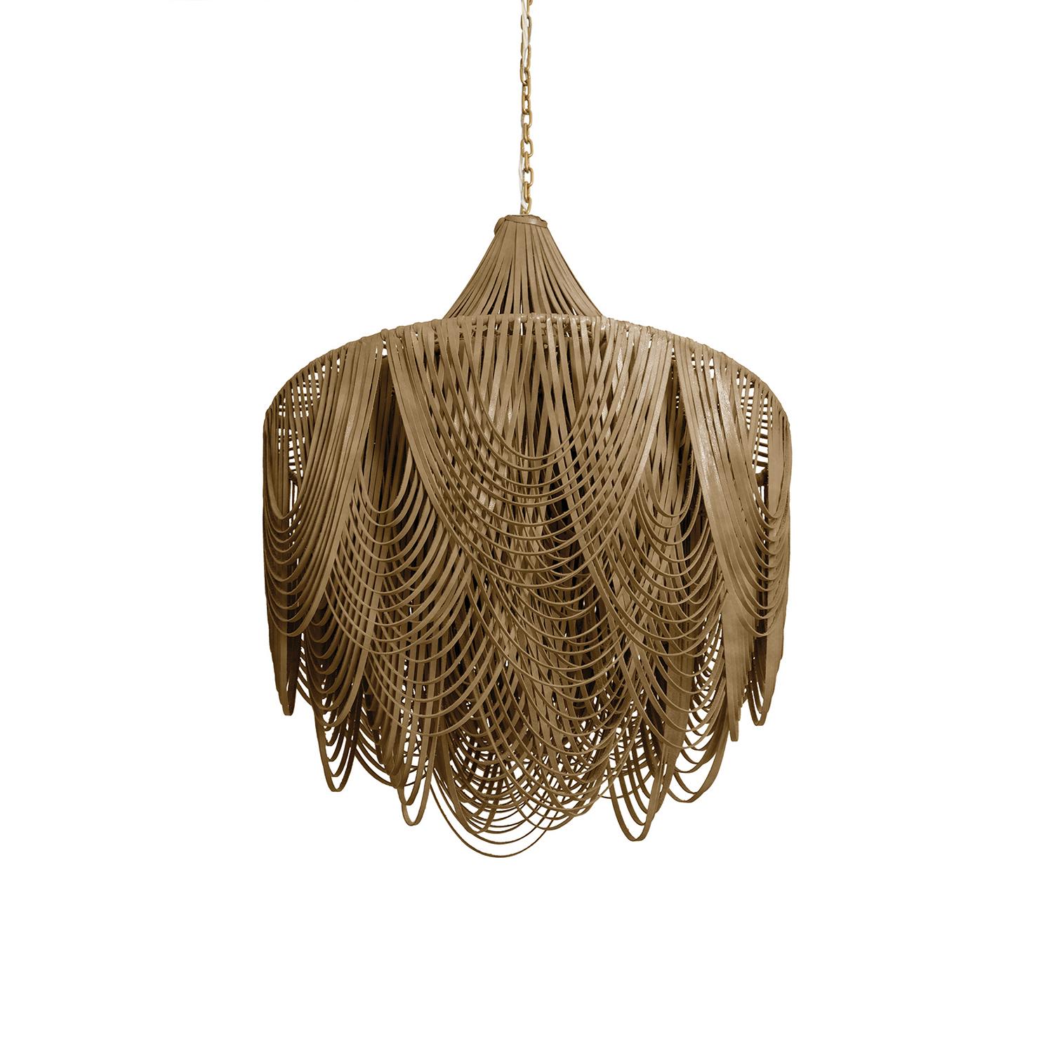 Medium Round Whisper with Crown Leather Chandelier in Premium Leather