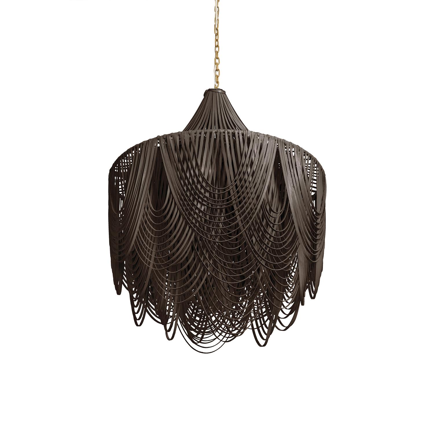 Medium Round Whisper with Crown Leather Chandelier in Premium Leather