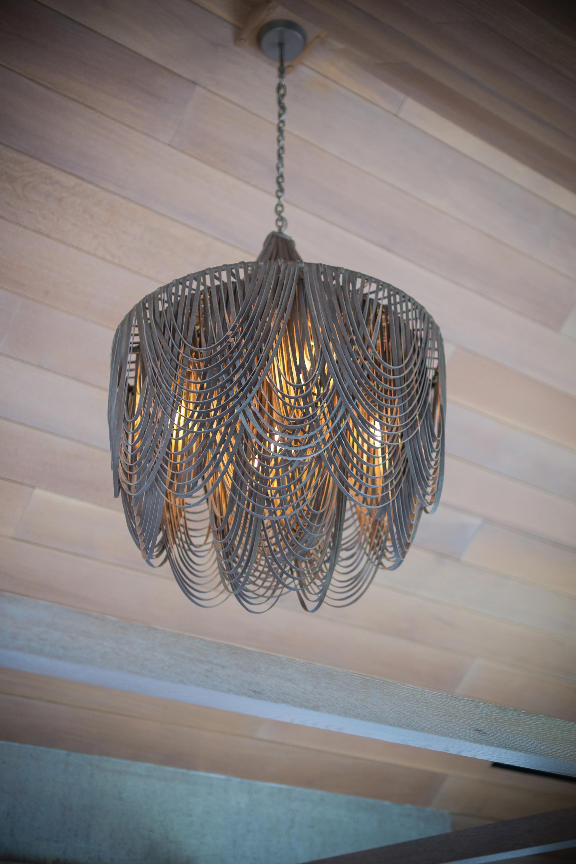 Medium Round Whisper with Crown Leather Chandelier in Premium Leather