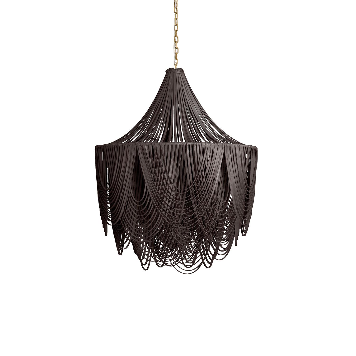 Medium Round Whisper with Crown Leather Chandelier in Premium Leather