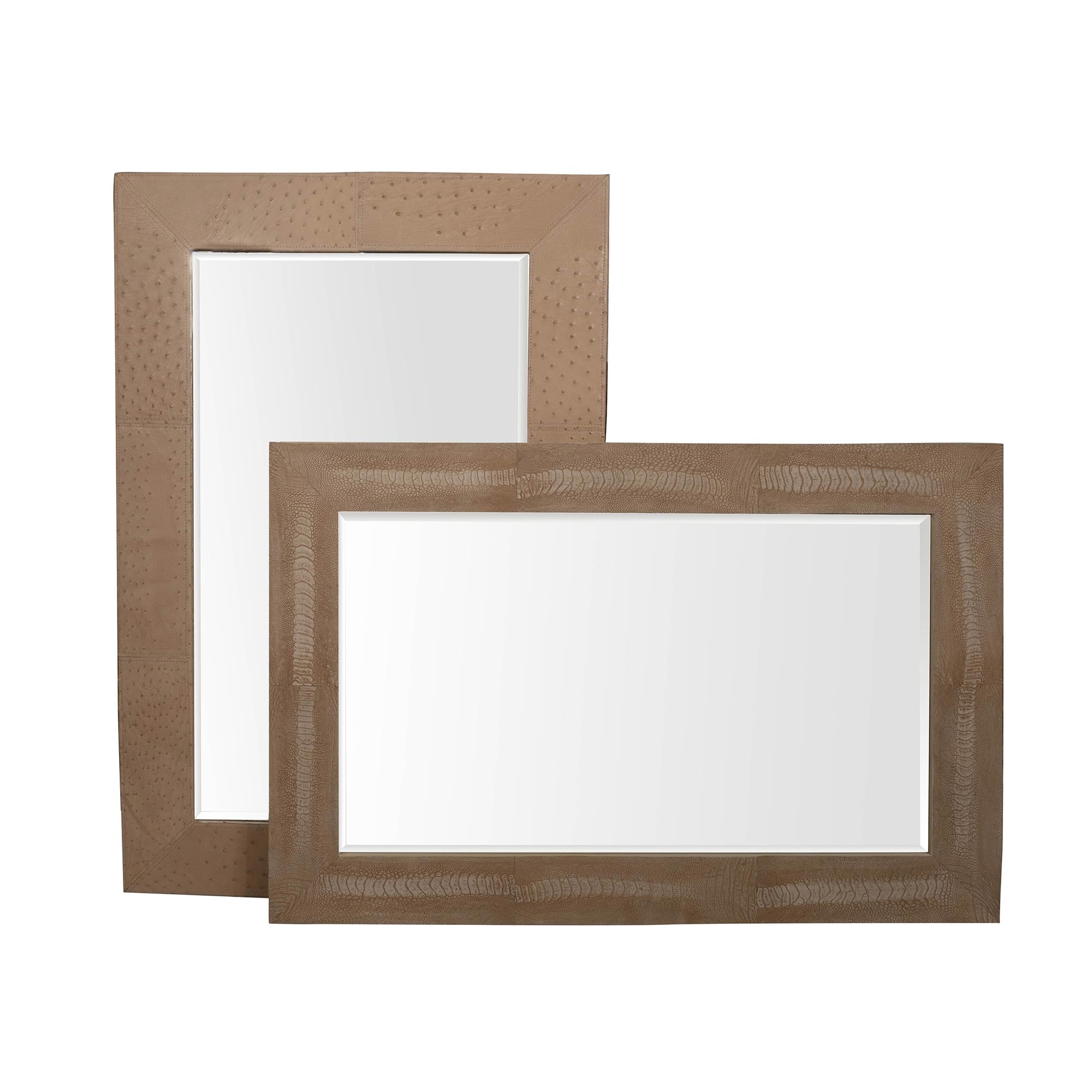 Ostrich Leather Rectangle Mirror  - Cream