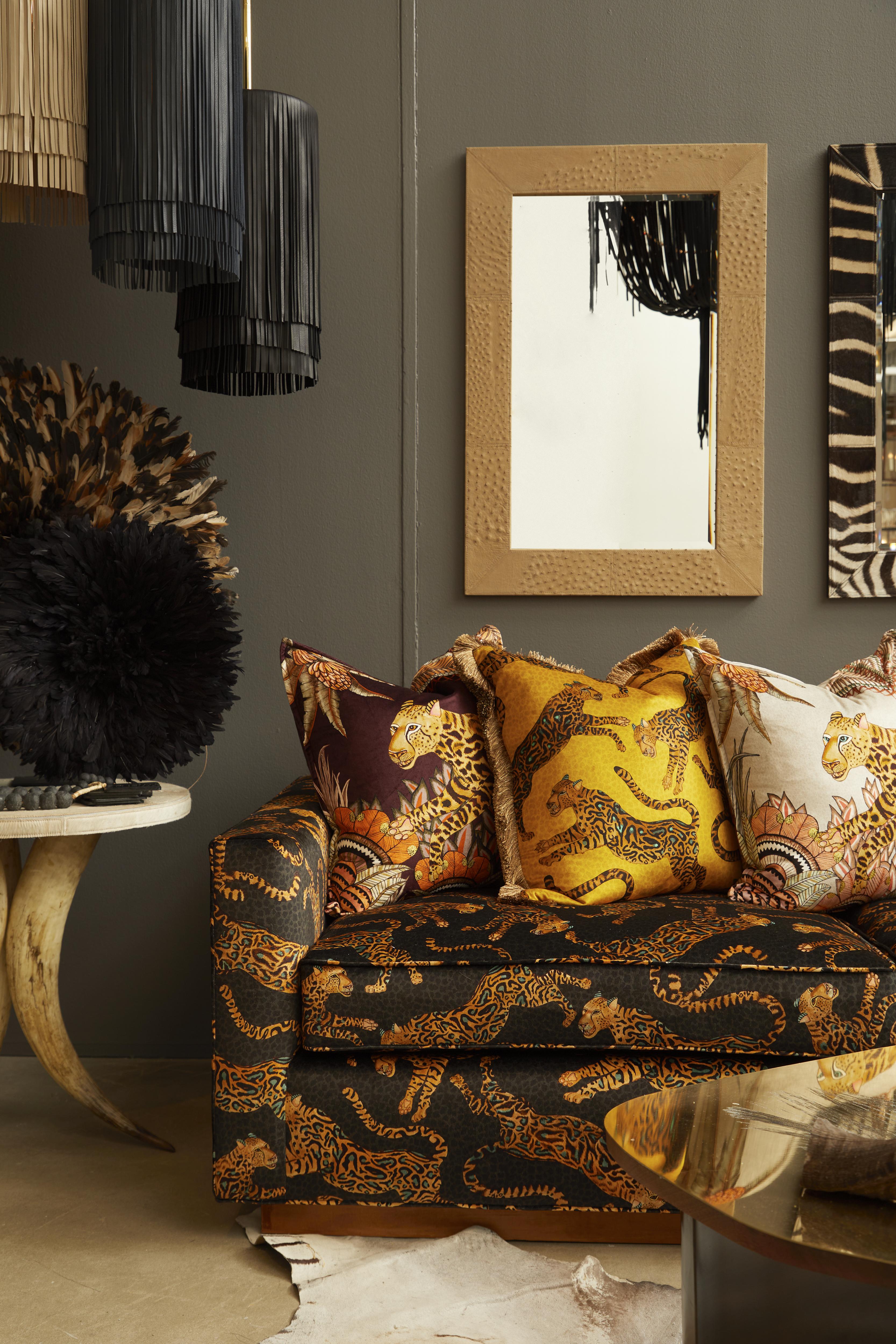 Ostrich Leather Rectangle Mirror  - Cream