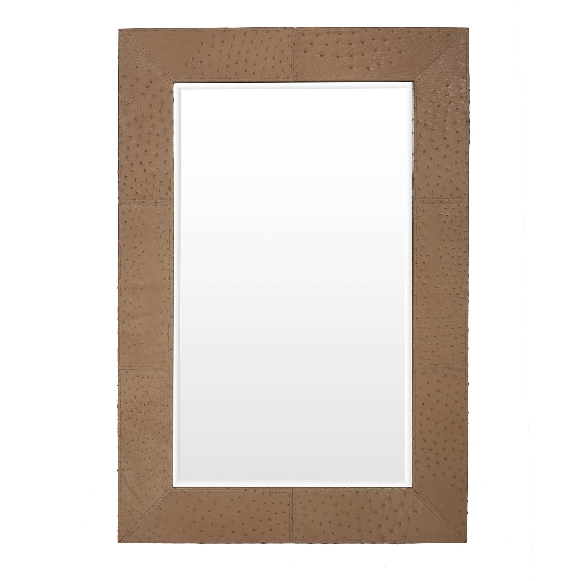 Ostrich Leather Rectangle Mirror  - Cream