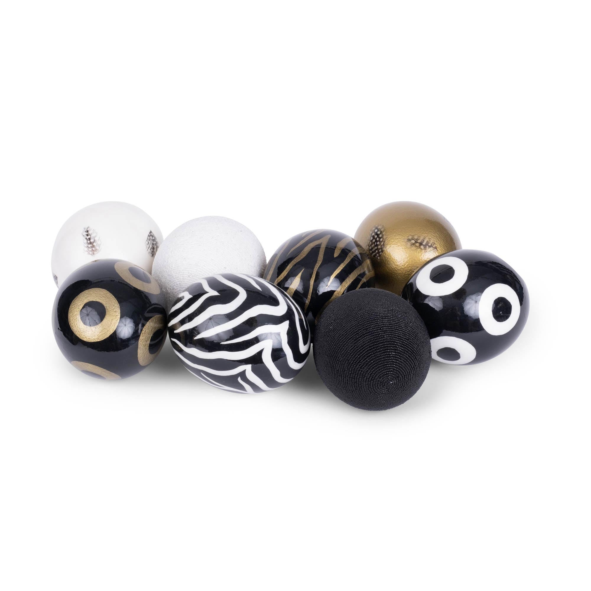Painted Ostrich Egg - Black & Gold Circles
