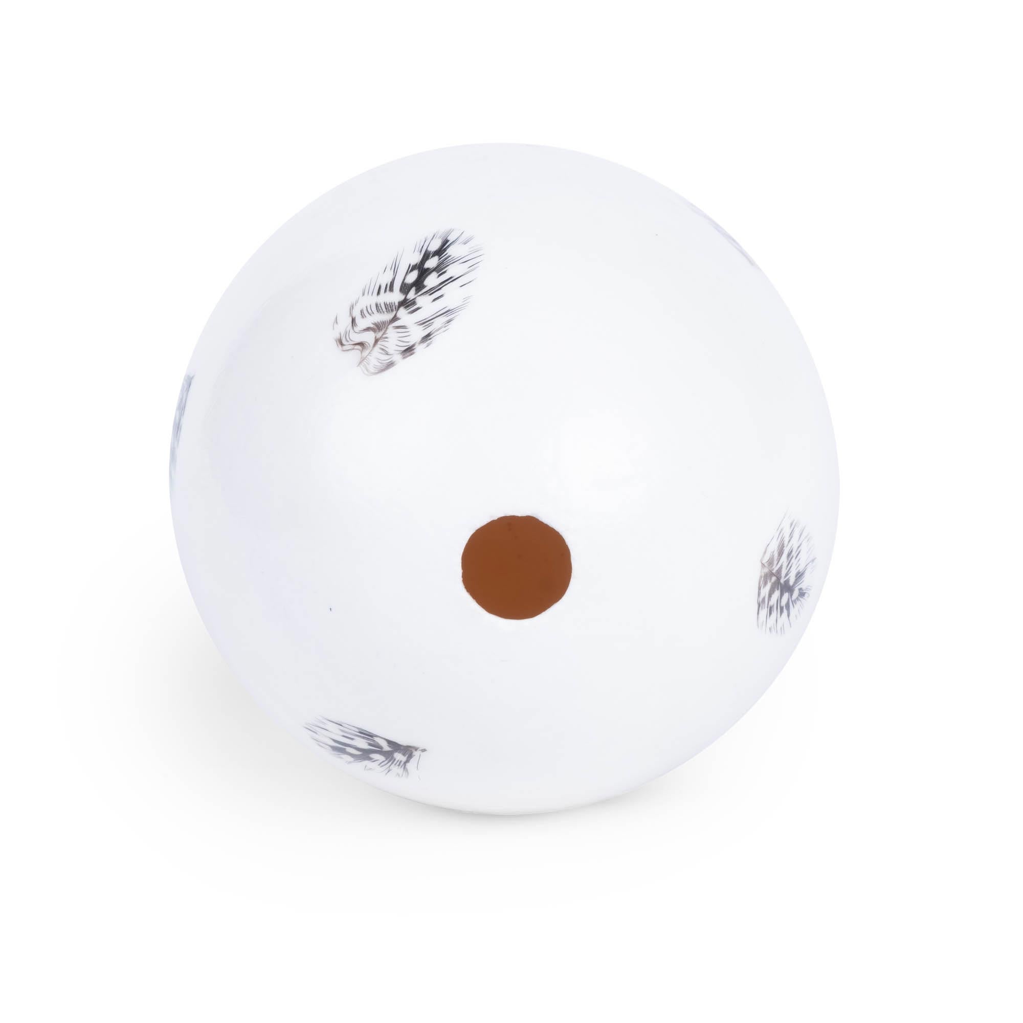Painted Ostrich Egg - White Feathers