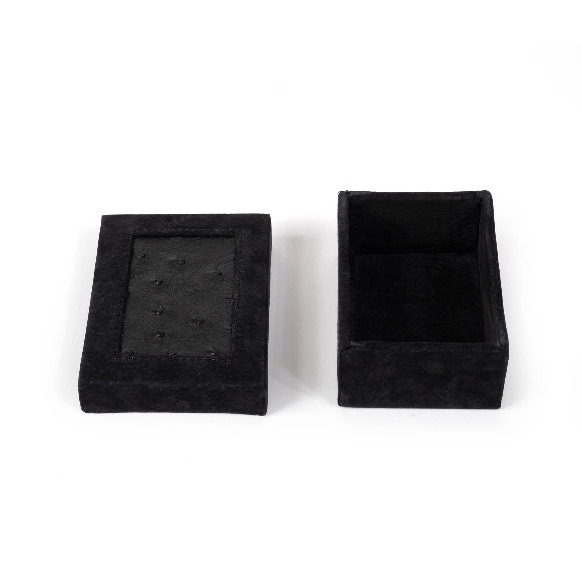 Playing Card Box - Ostrich Leather - Black