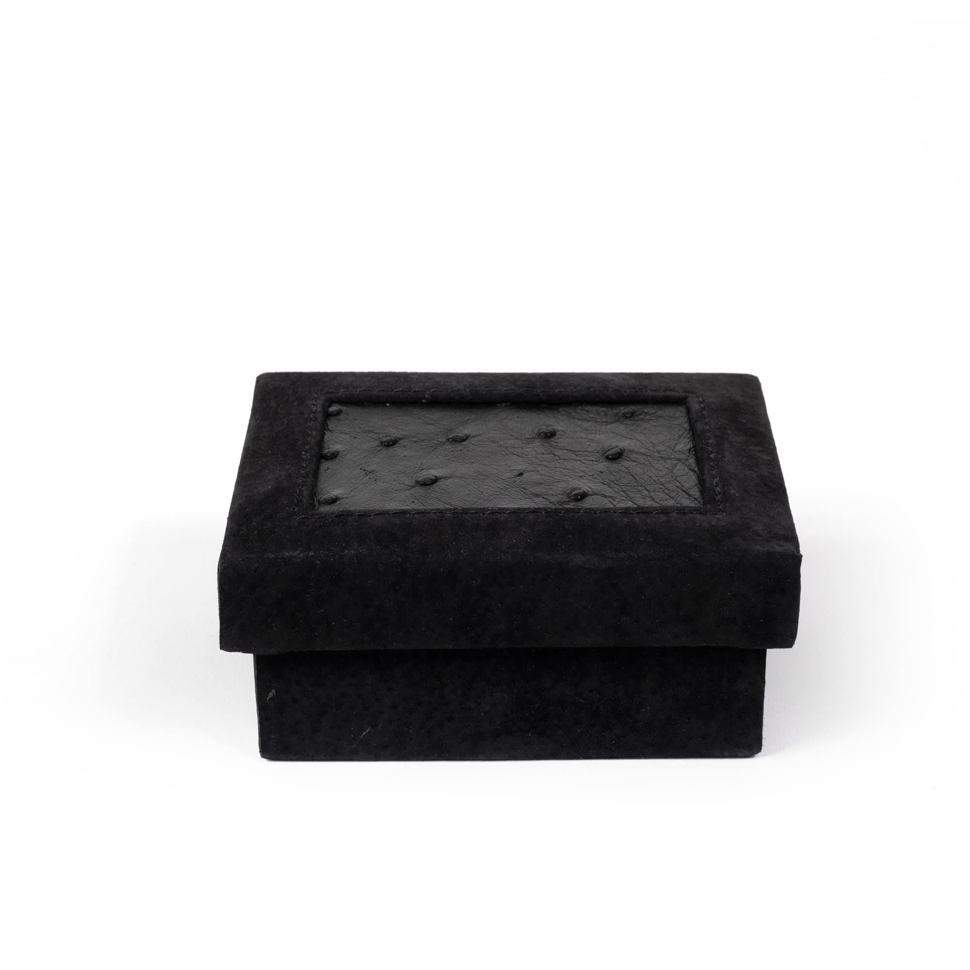 Playing Card Box - Ostrich Leather - Black