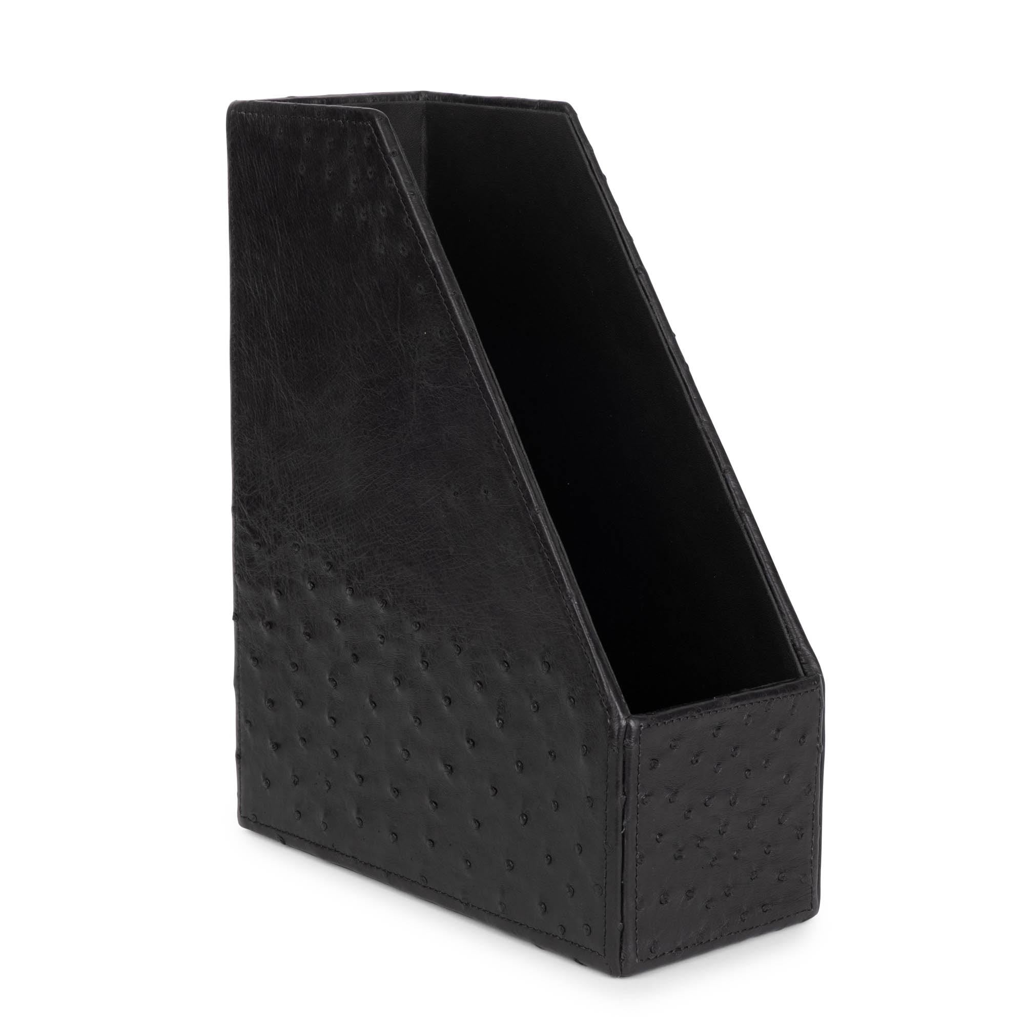 File Holder - Ostrich Leather - Black