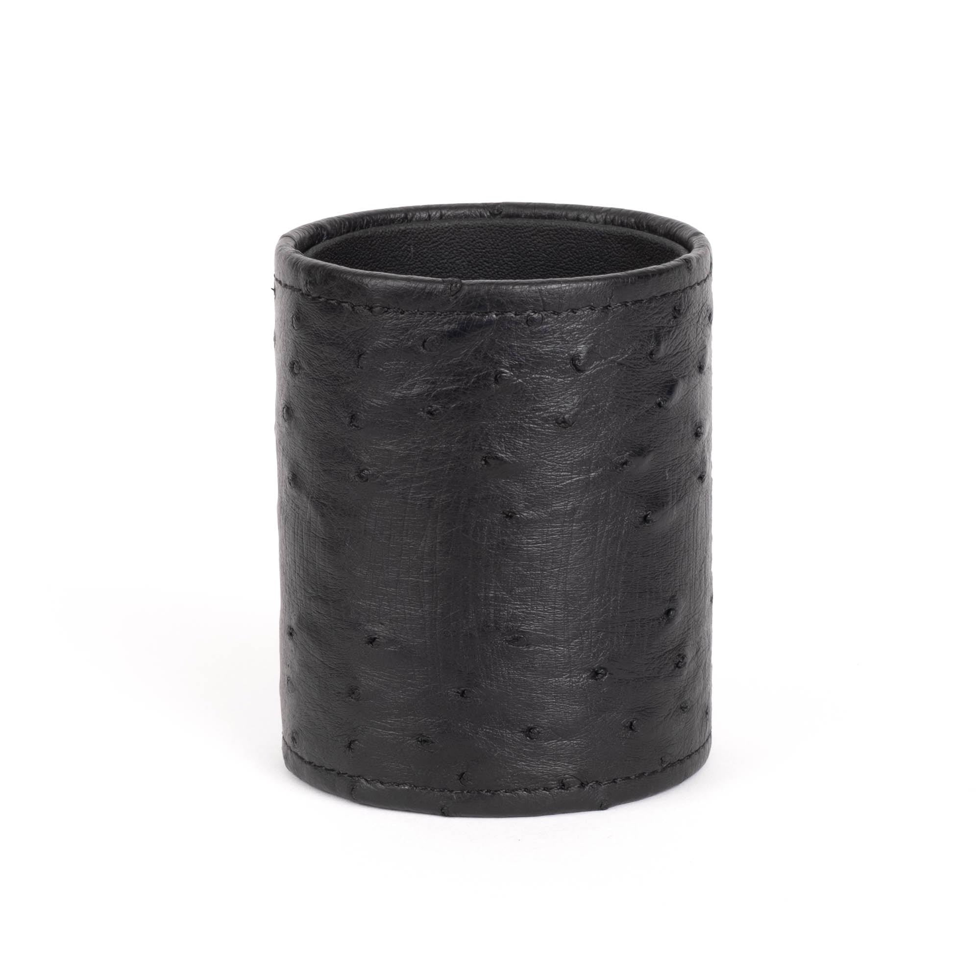 Pen Holder - Ostrich Leather - Black